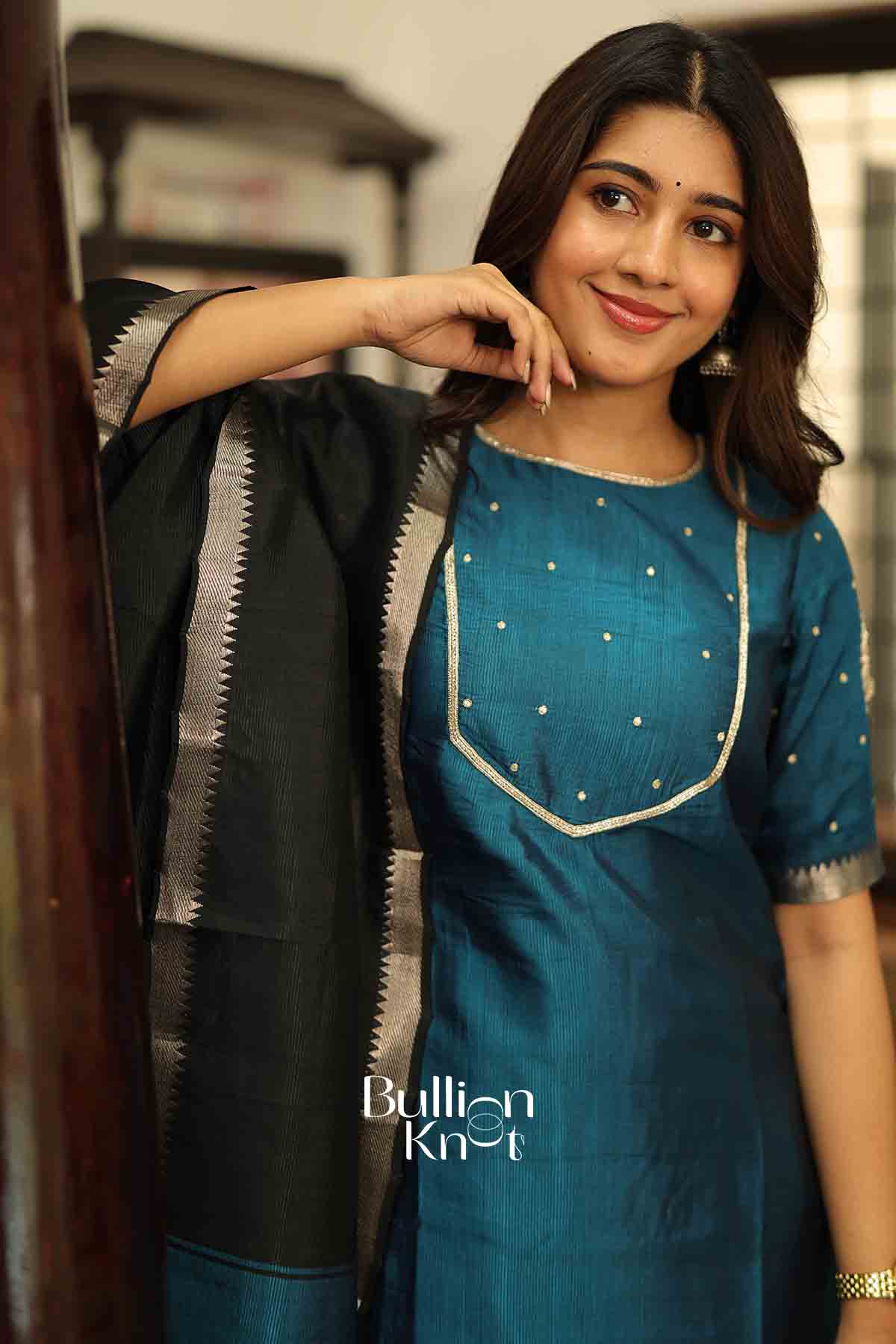 Shruti  Blue Mangalagiri Kurta Set