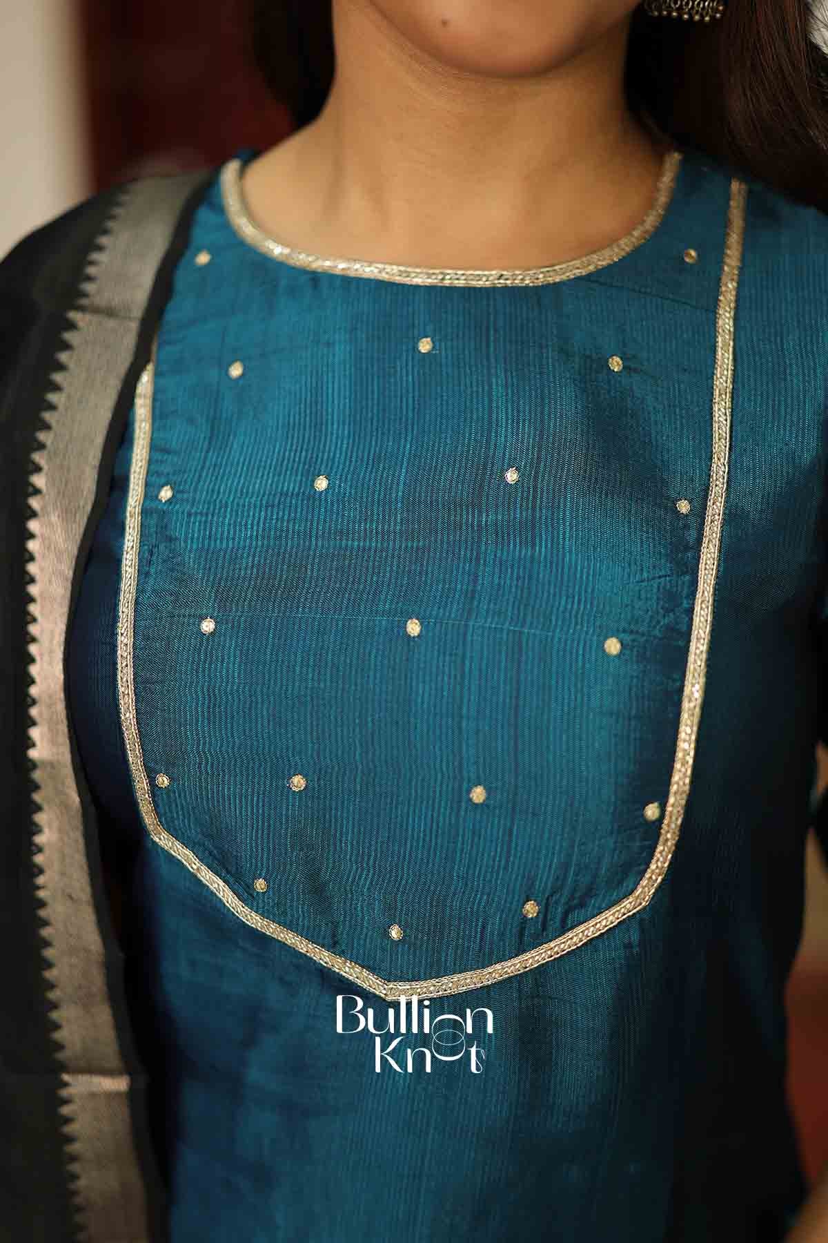 Shruti  Blue Mangalagiri Kurta Set