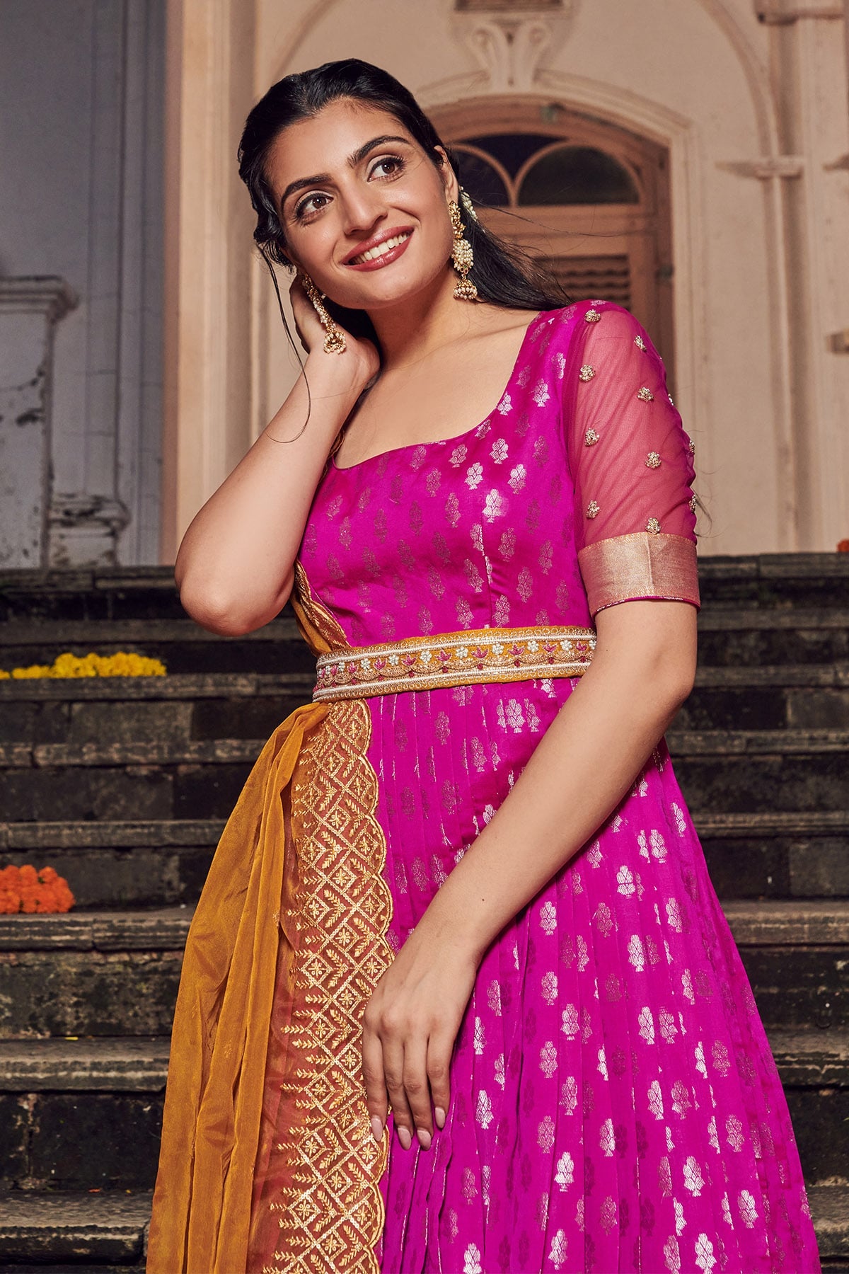 a woman in Banarasi Dress