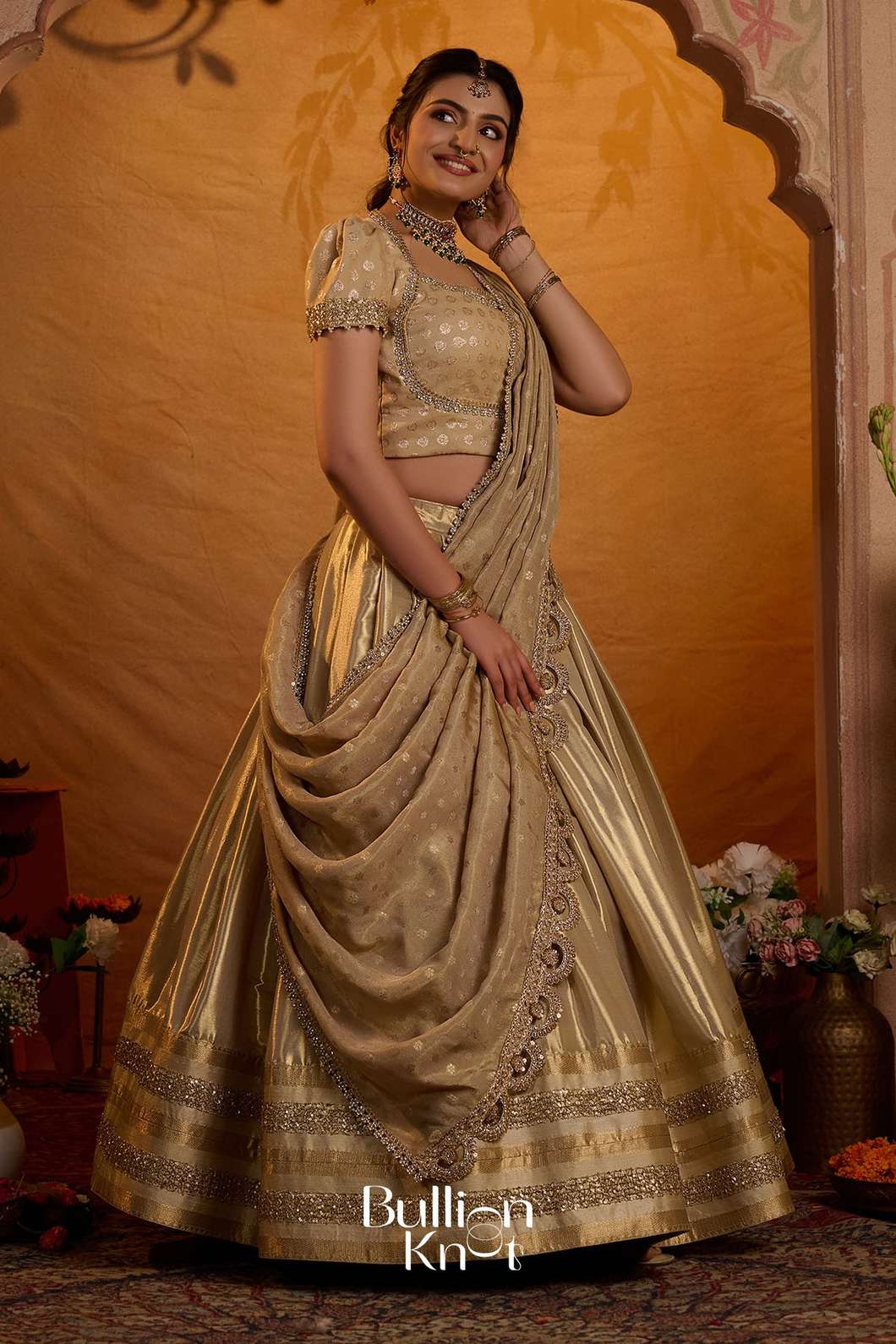 Sona Sitara | Silk Lehenga Set in Gold for Elegant Occasions