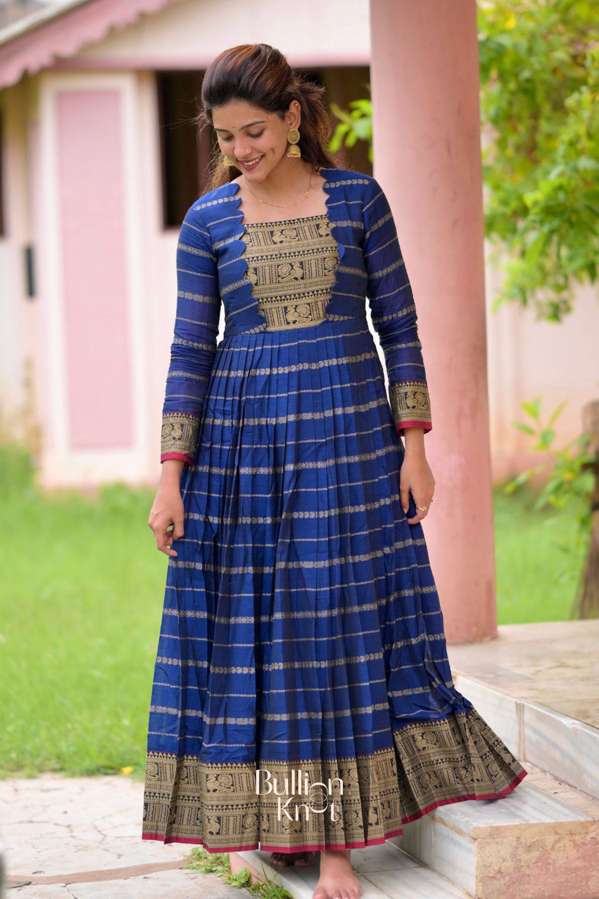 Suhasini Handloom Dress in Blue