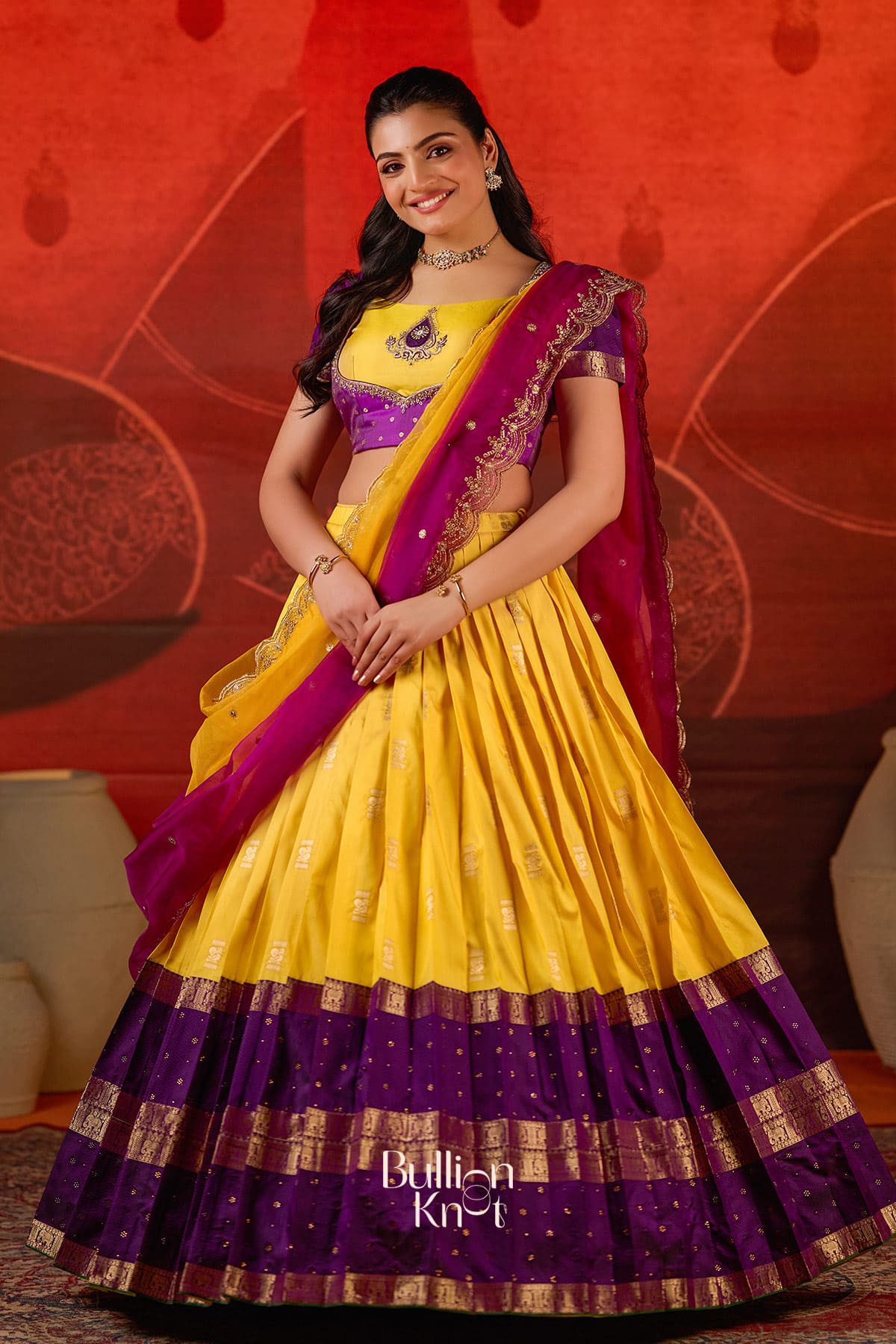 Suryaani Banarasi Yellow Lehenga Set for Festivities