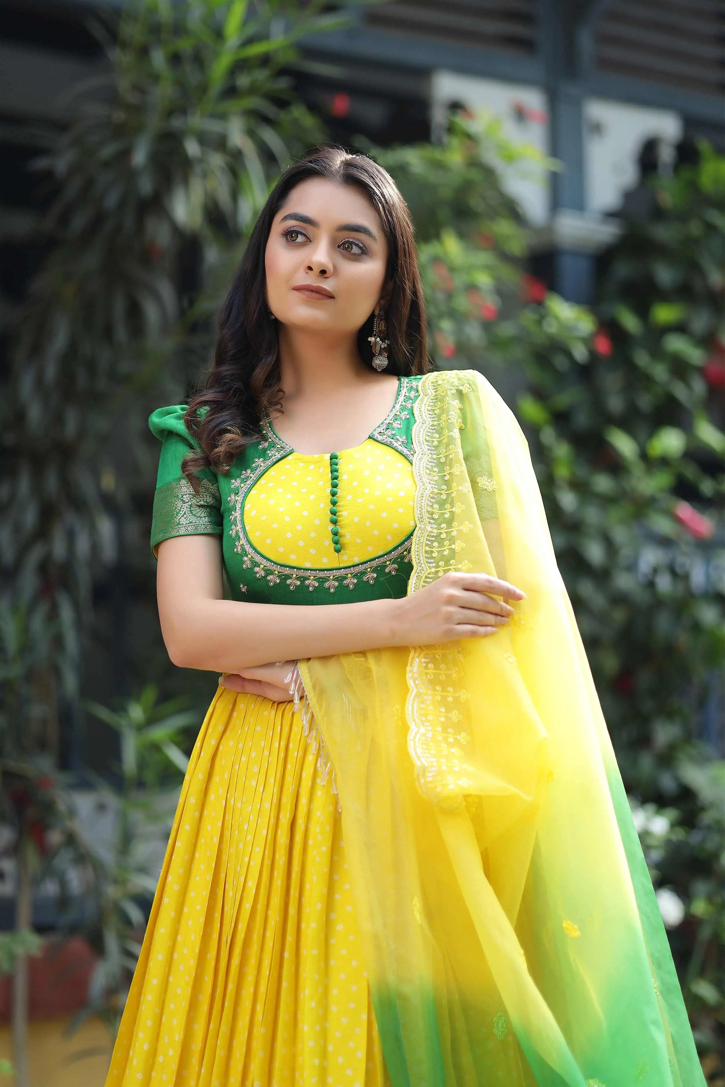 mysore silk yellow Anarkali dress