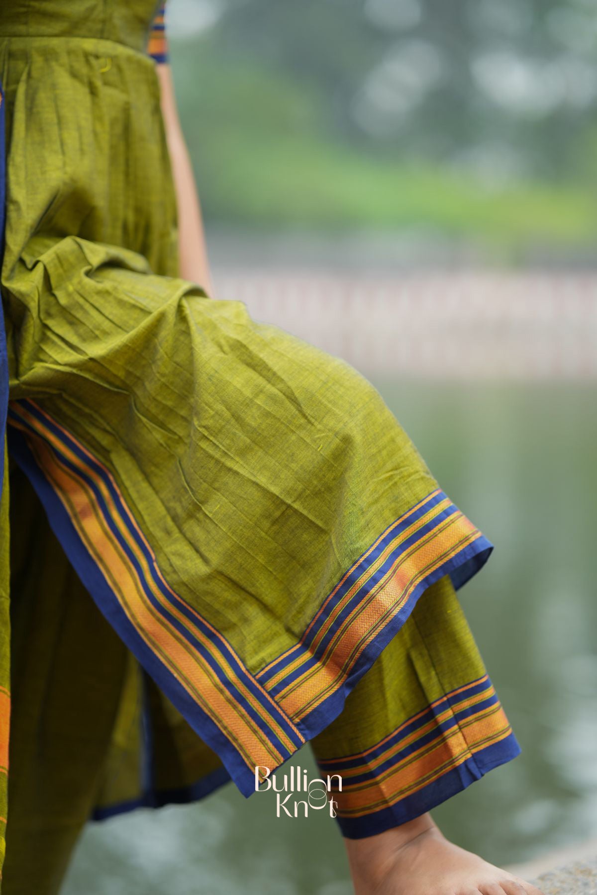 Syahi Handloom Suit Set in Olive Green