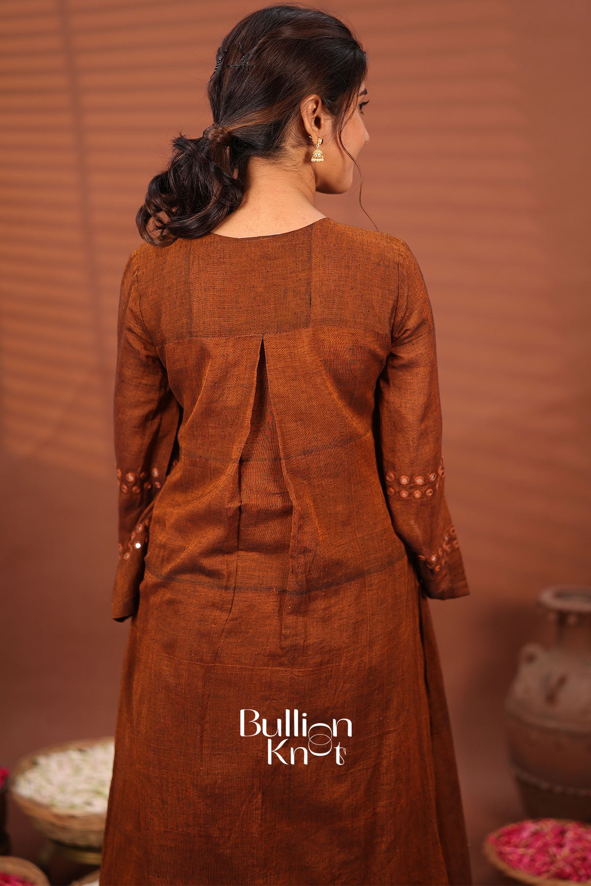 Taana Bana Handloom Brown A-line Kurta Set