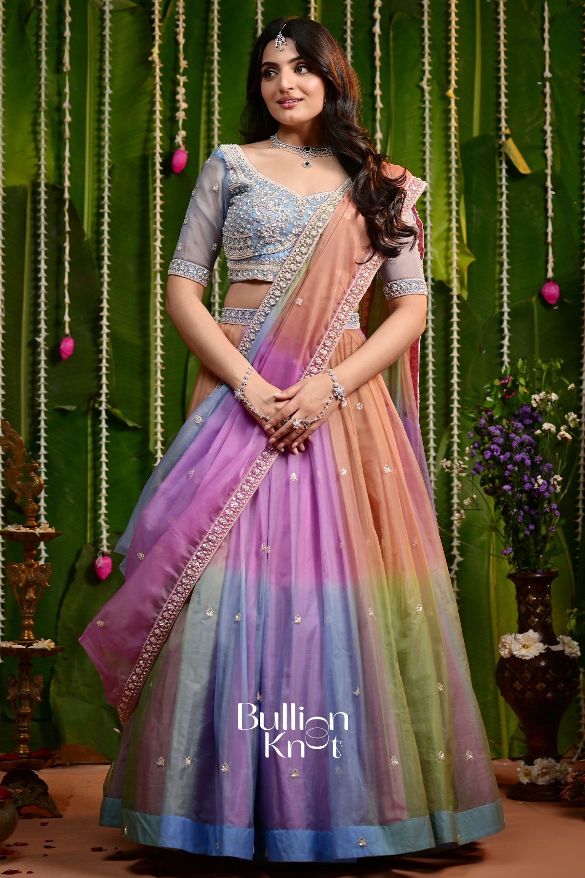 Vasundhara Rainbow Organza Lehenga Set