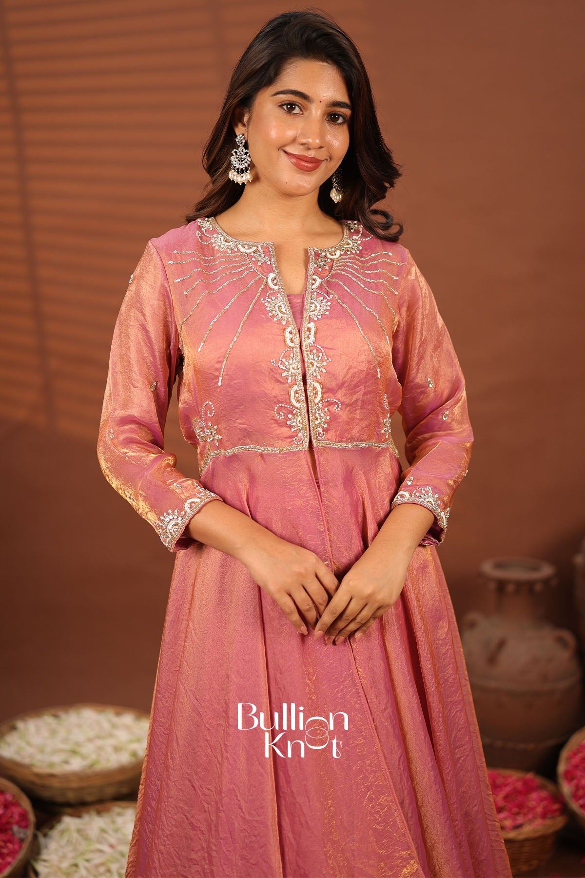 Erica Purple Glowsy Silk Indowestern Dress