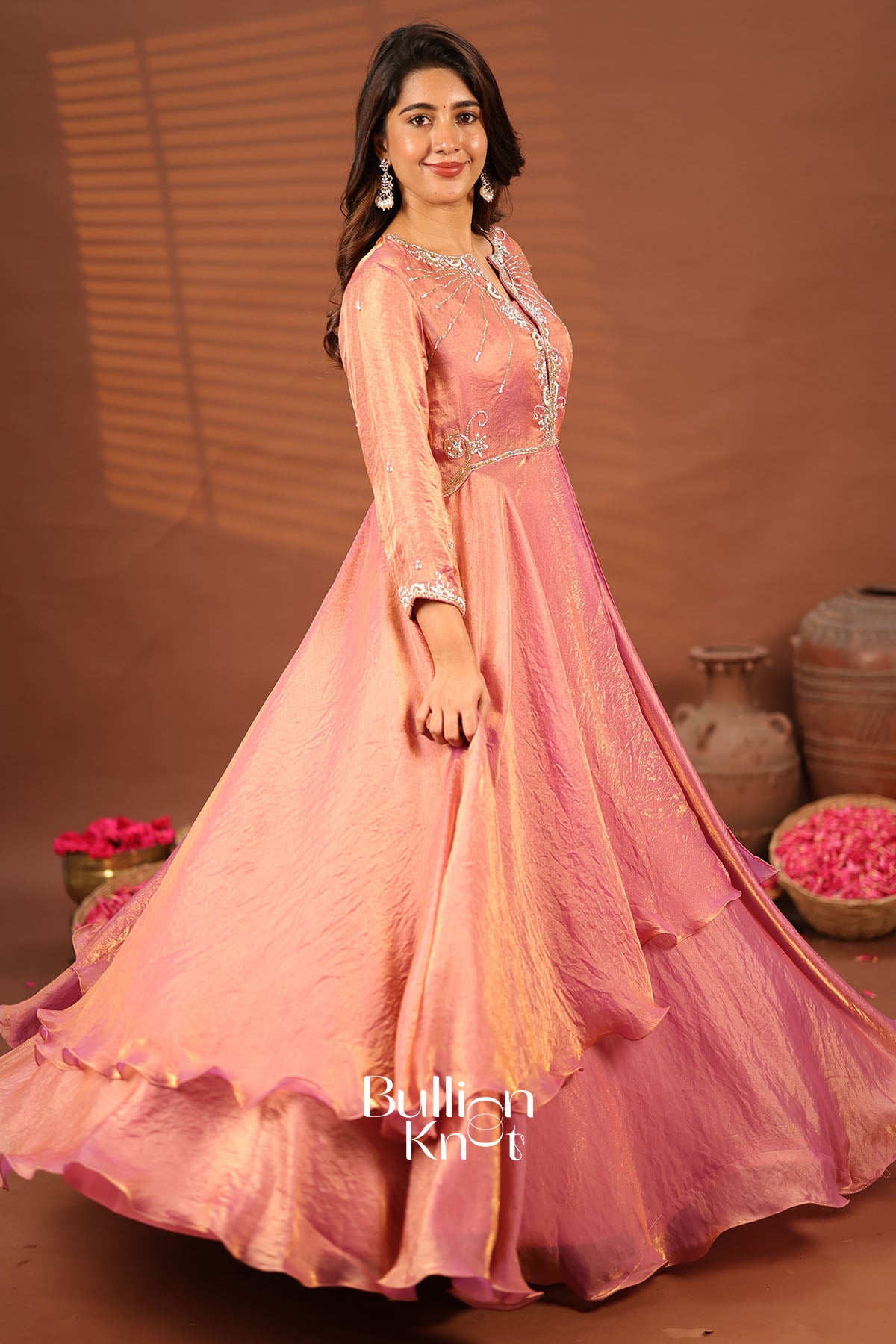 Erica Purple Glowsy Silk Indowestern Dress