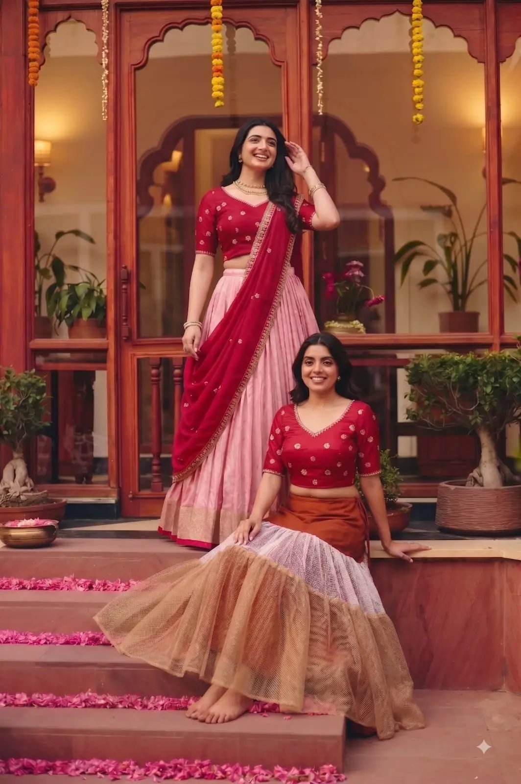 Can Can Skirt and Laxmi Wine Russian Silk Lehenga