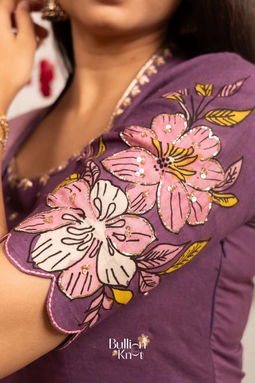 zaribaag Pan Kalamkari Dark Onion Suit Set for Elegant Looks