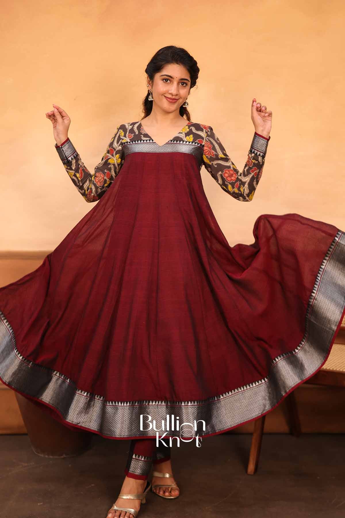 Anjanika|  Maroon Anarkali Suit Set |Festive Ethnic Wear Anarkali Set