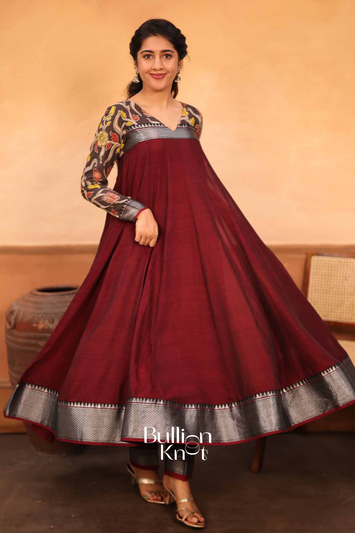 Anjanika|  Maroon Anarkali Suit Set |Festive Ethnic Wear Anarkali Set