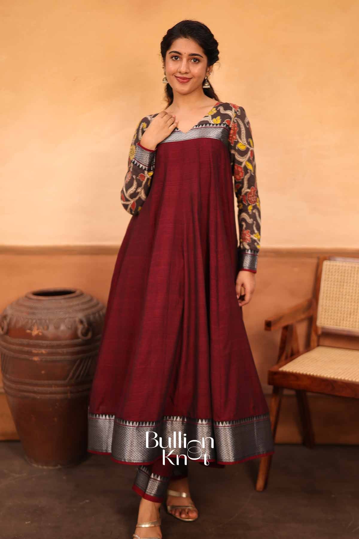 Anjanika|  Maroon Anarkali Suit Set |Festive Ethnic Wear Anarkali Set