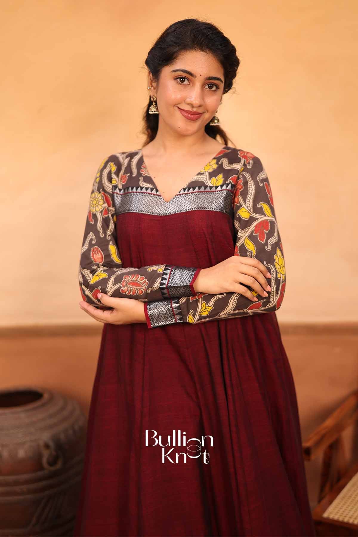 Anjanika|  Maroon Anarkali Suit Set |Festive Ethnic Wear Anarkali Set