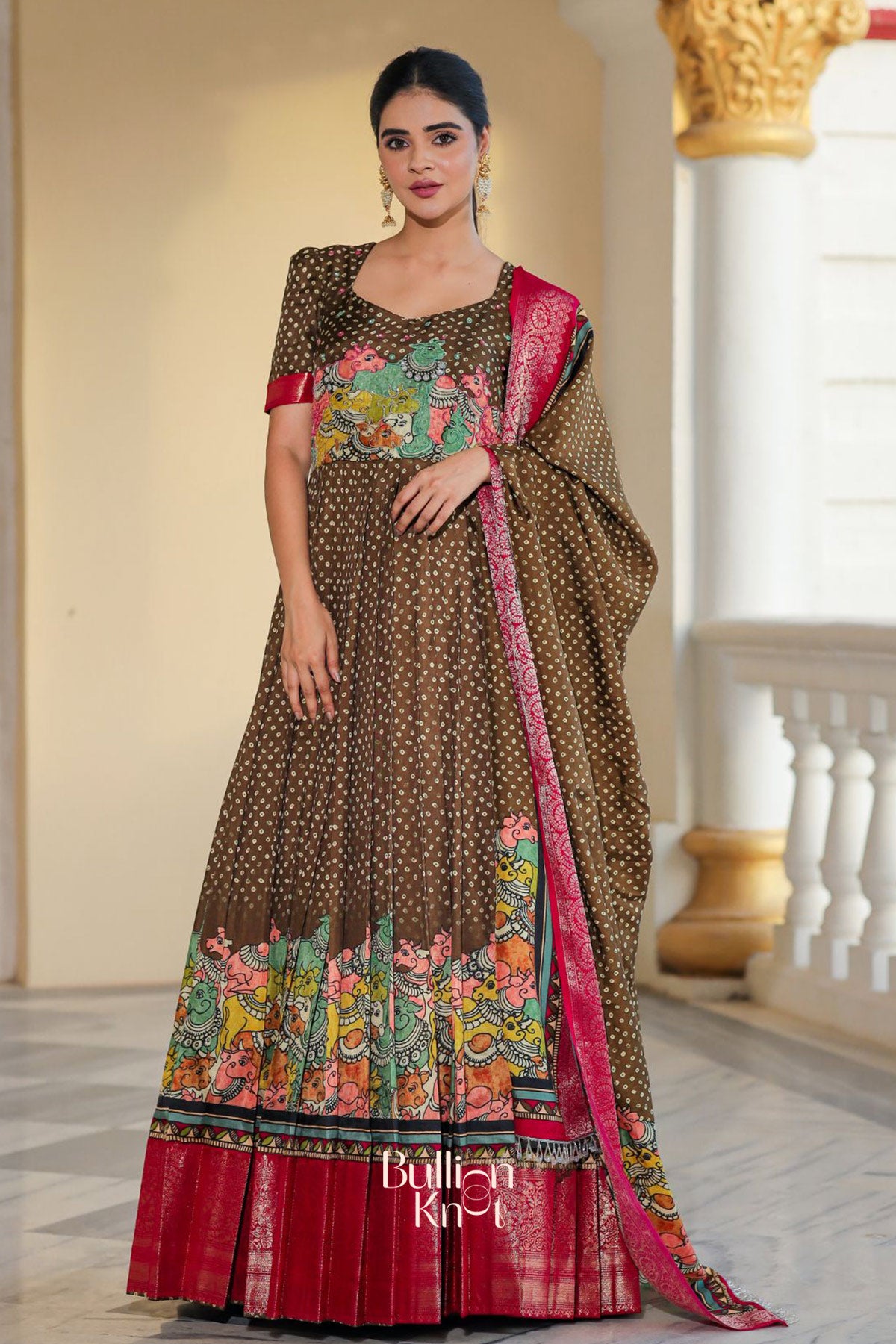 Bhakti Bandhej (Dress) in Olive Green