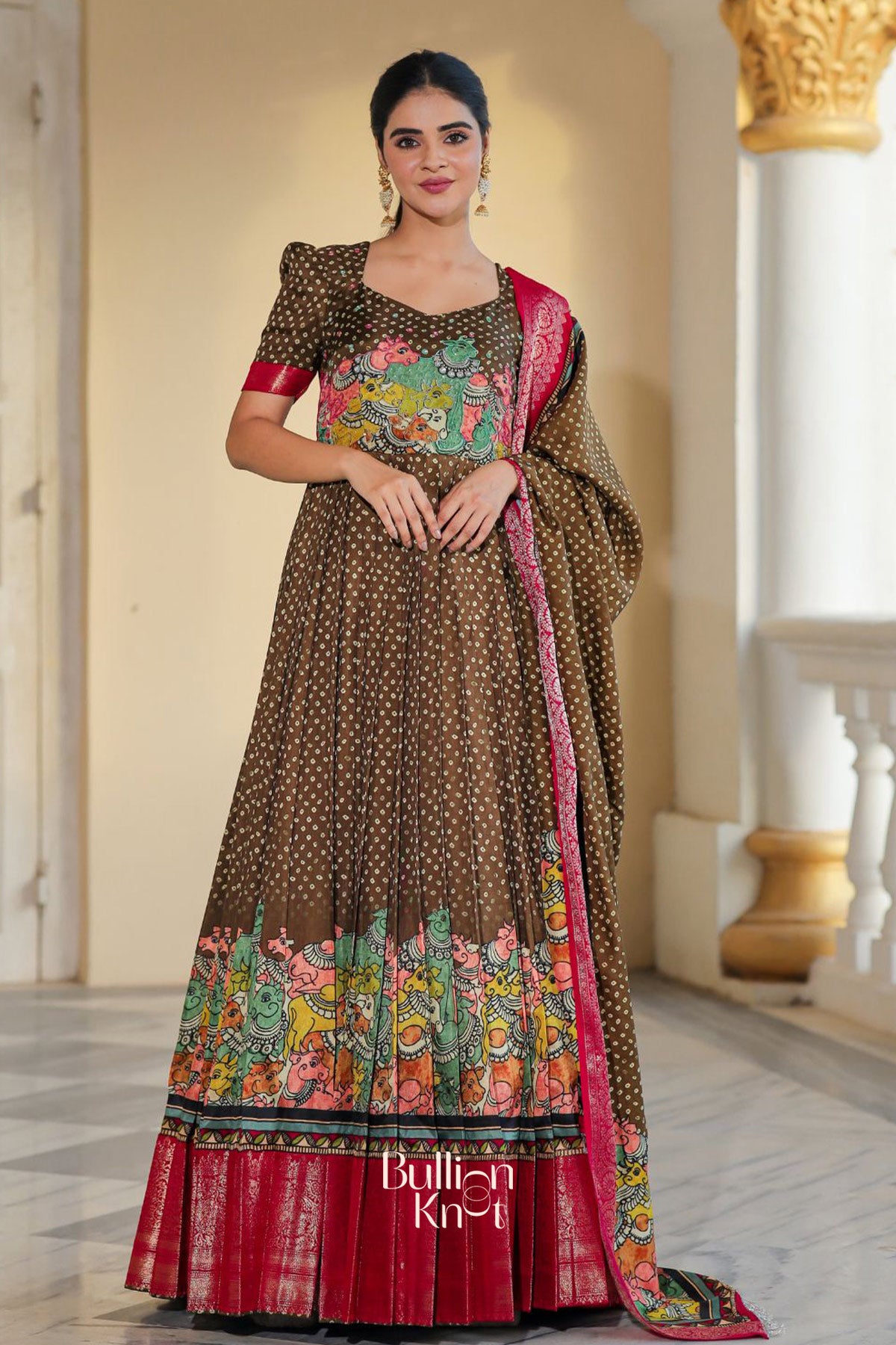 Bhakti Bandhej (Dress) in Olive Green