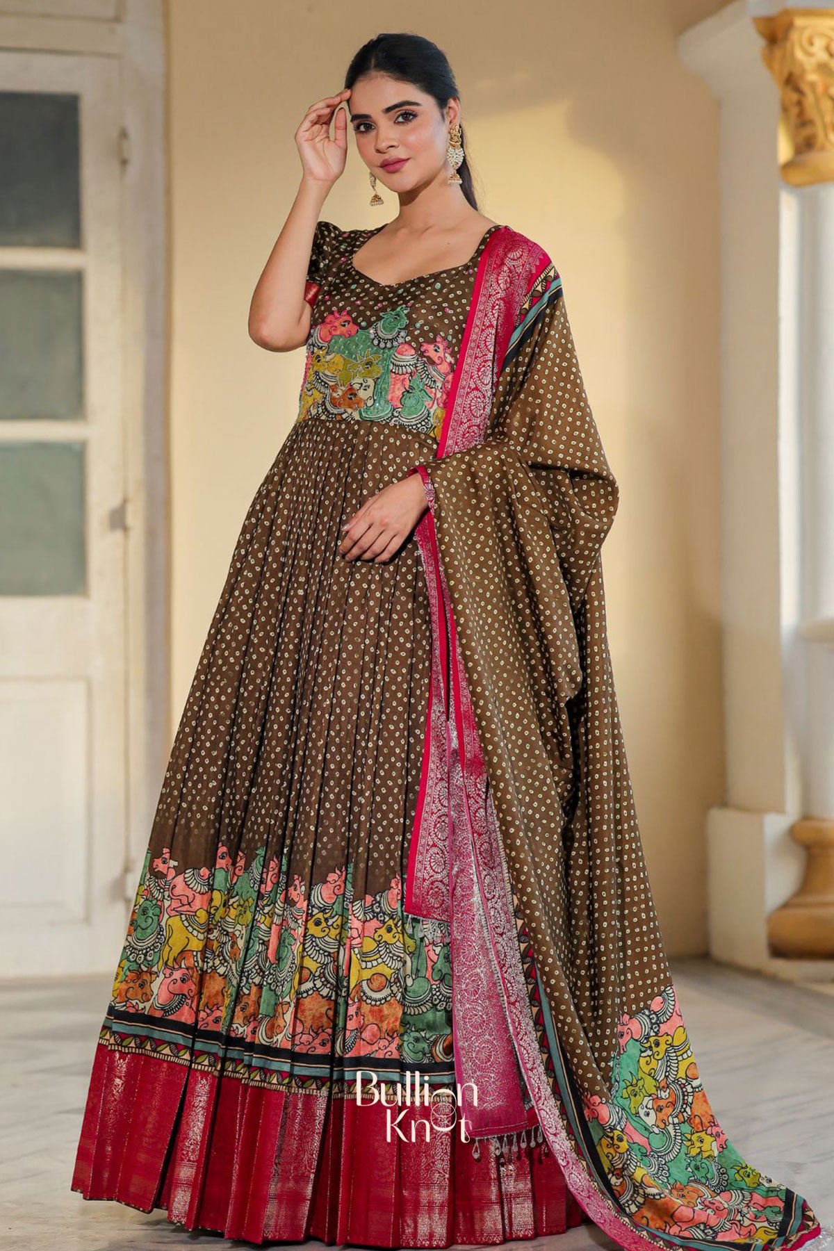 Bhakti Bandhej (Dress) in Olive Green