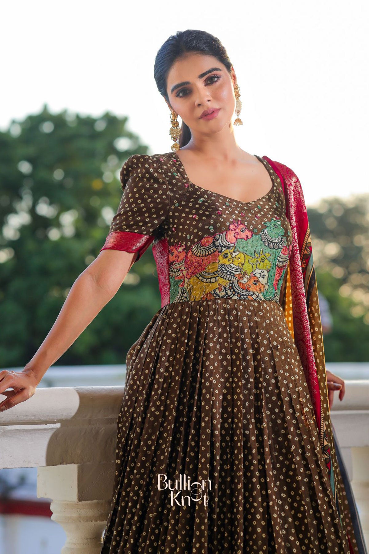 Bhakti Bandhej (Dress) in Olive Green