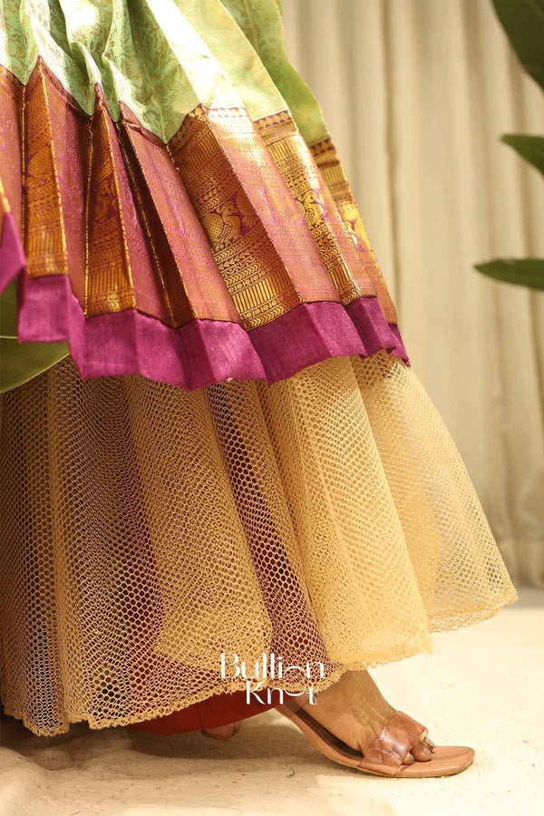 Can Can Skirt + Gaurika Purple Organza Lehenga Set for Special Occasions