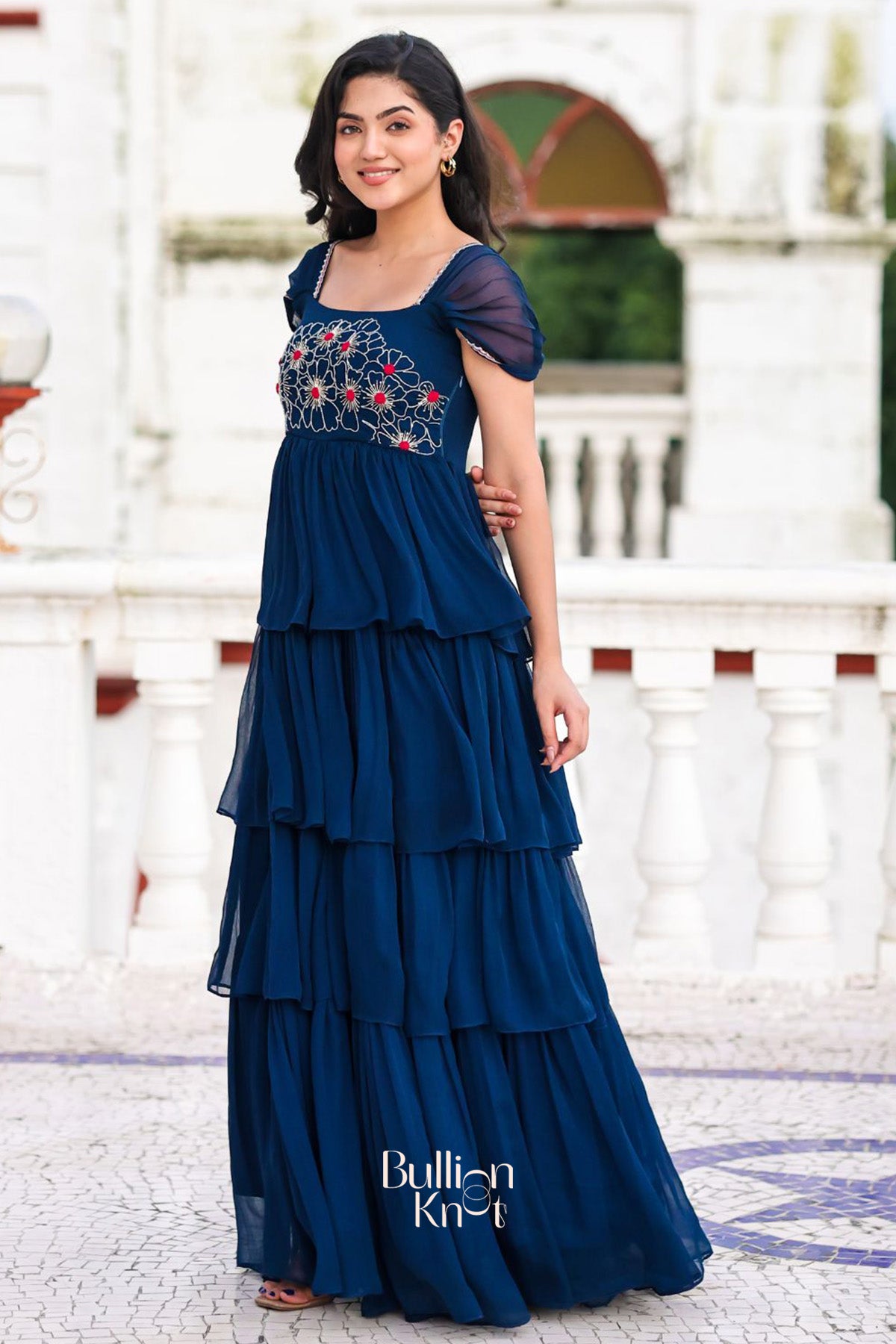 Chahat IndoWestern in Midnight Blue
