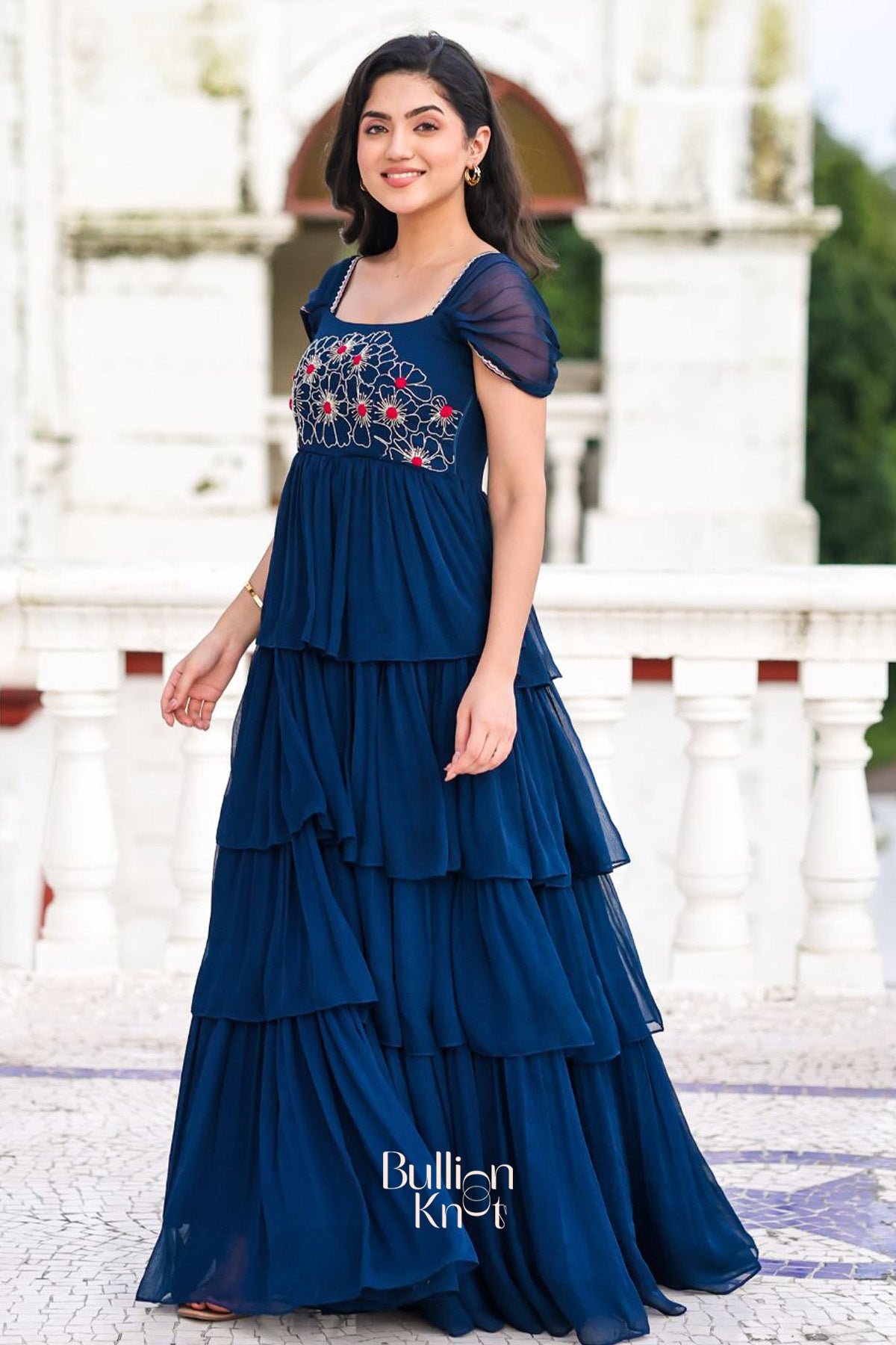 Chahat IndoWestern in Midnight Blue