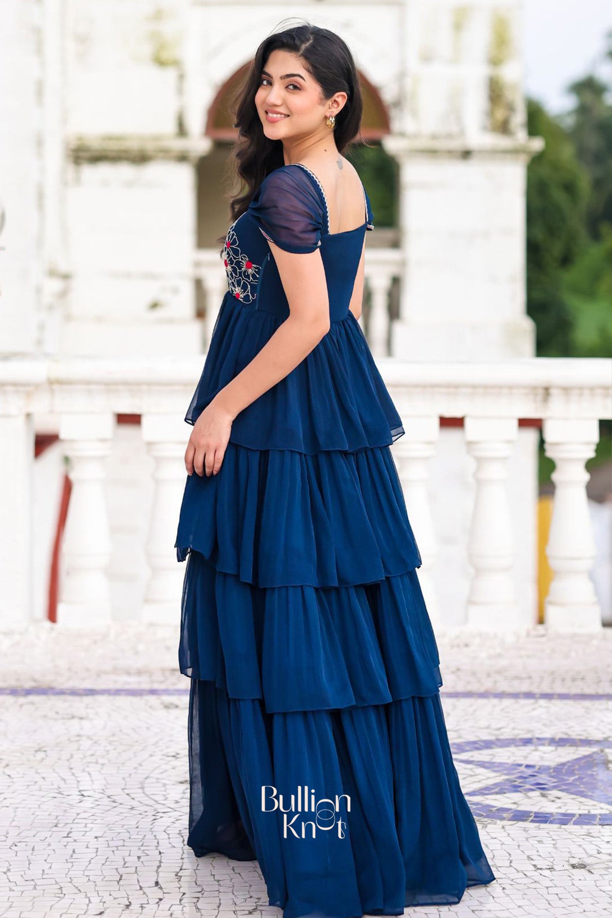 Chahat IndoWestern in Midnight Blue