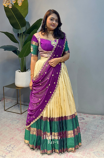 Vishakha Half Saree in Vanilla