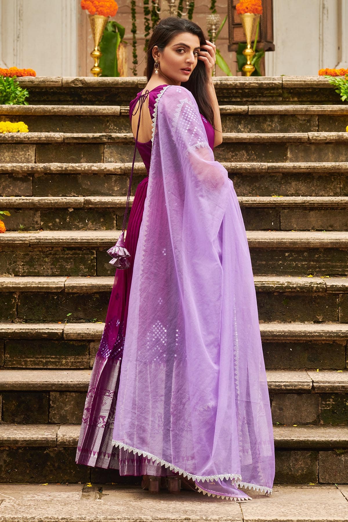 Dark Violet Organza Mirror Dress
