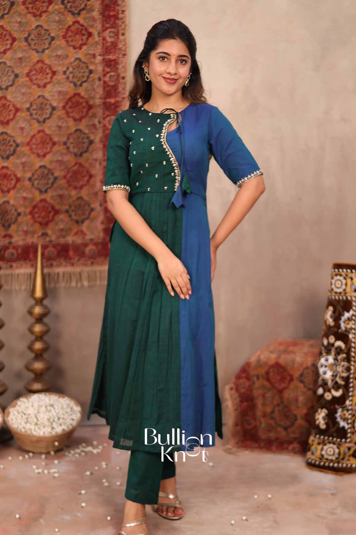 Hara Aanchal | Green Handloom Kurta Set for Women | Cotton Ethnic Suit Set