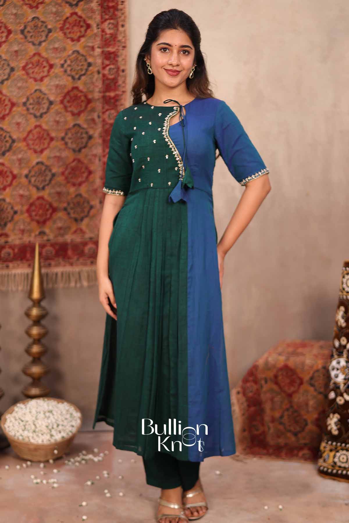 Hara Aanchal | Green Handloom Kurta Set for Women | Cotton Ethnic Suit Set