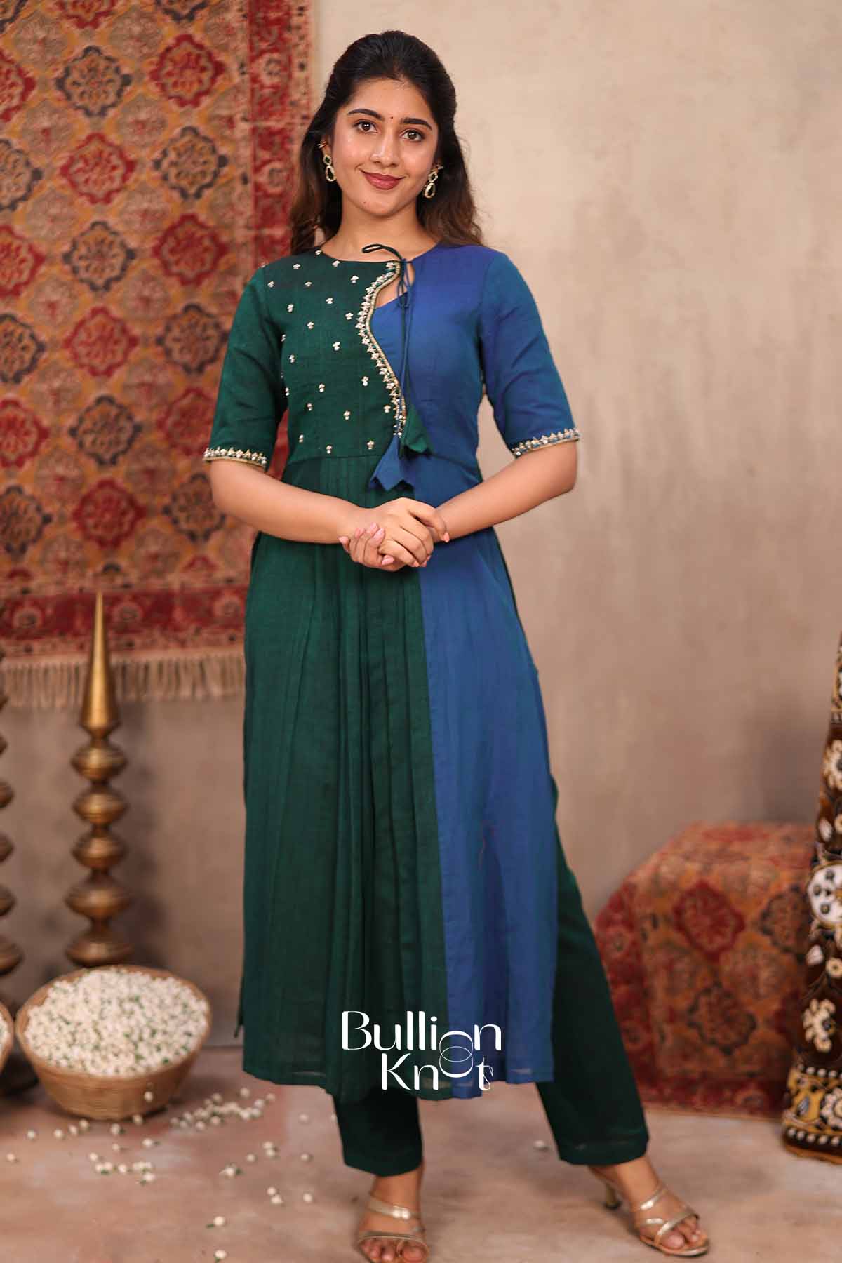 Hara Aanchal | Green Handloom Kurta Set for Women | Cotton Ethnic Suit Set