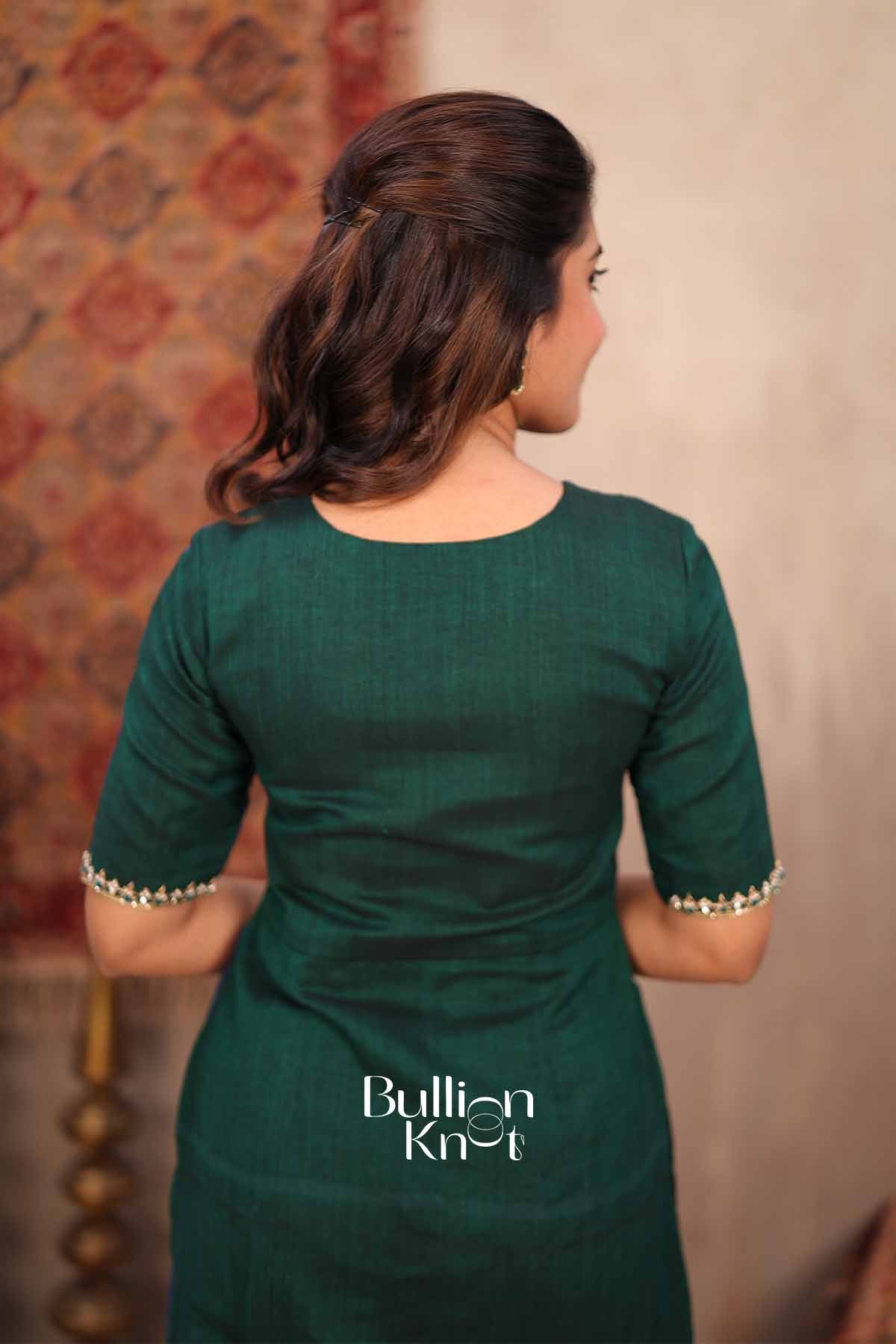 Hara Aanchal | Green Handloom Kurta Set for Women | Cotton Ethnic Suit Set