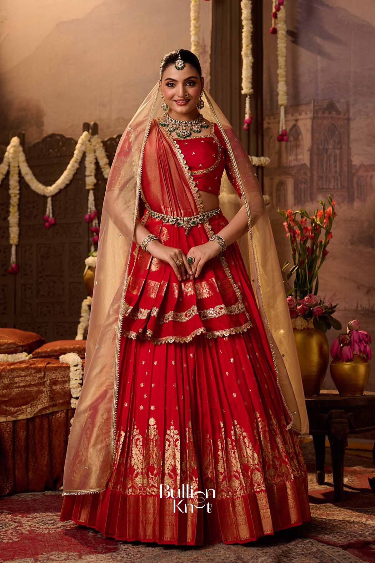 Hardika | Viscose Dola Scarlet Red Lehenga Set for Royal Receptions