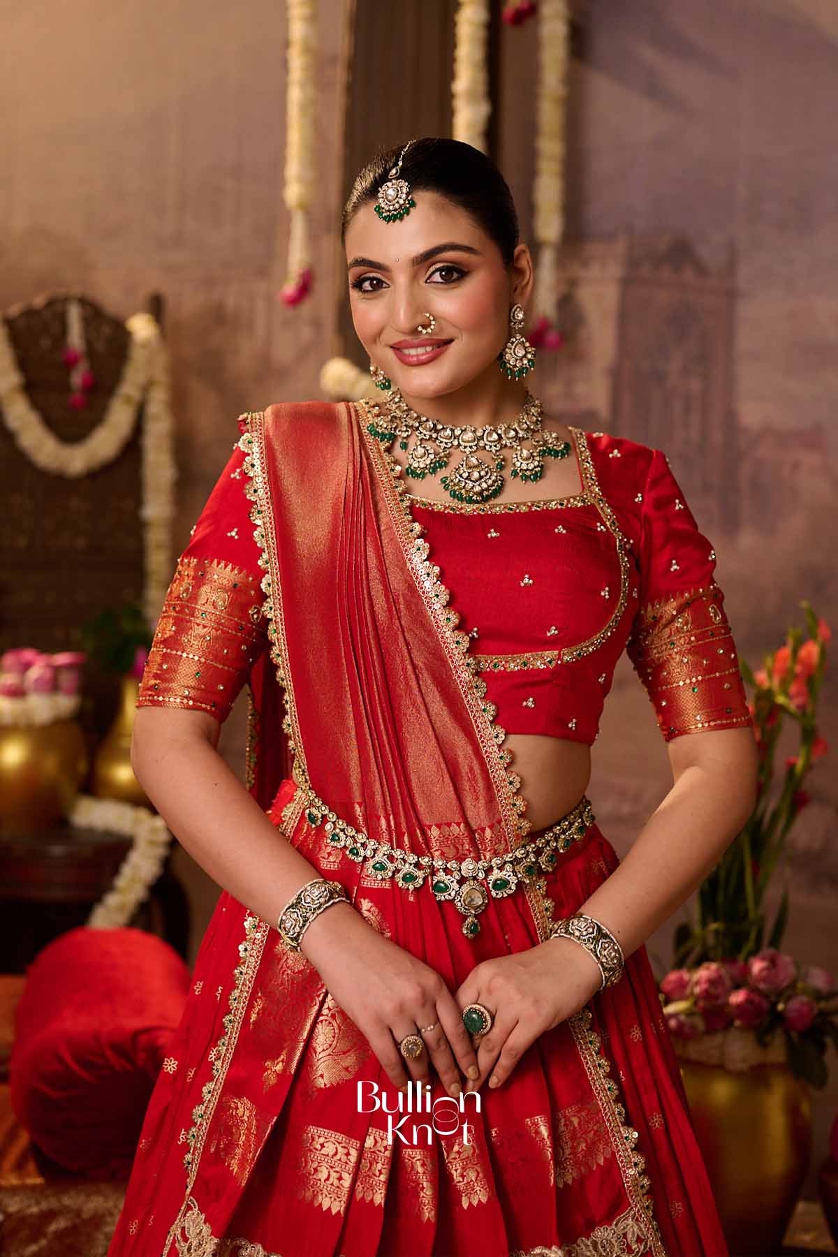 Hardika | Viscose Dola Scarlet Red Lehenga Set for Royal Receptions