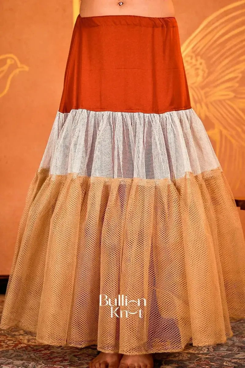Can Can Skirt and Laxmi Wine Russian Silk Lehenga