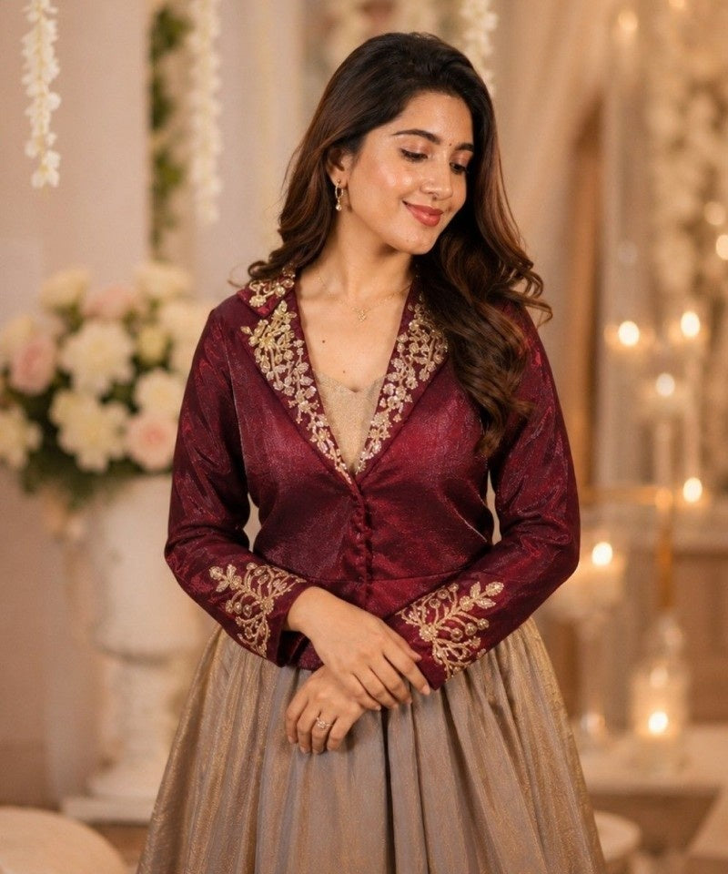 indo western dresses Pre draped Indo-western Dress This beautiful and designer dress comes with off shoulder blouse KurtiSwag Ethnic Kurtis, Coord