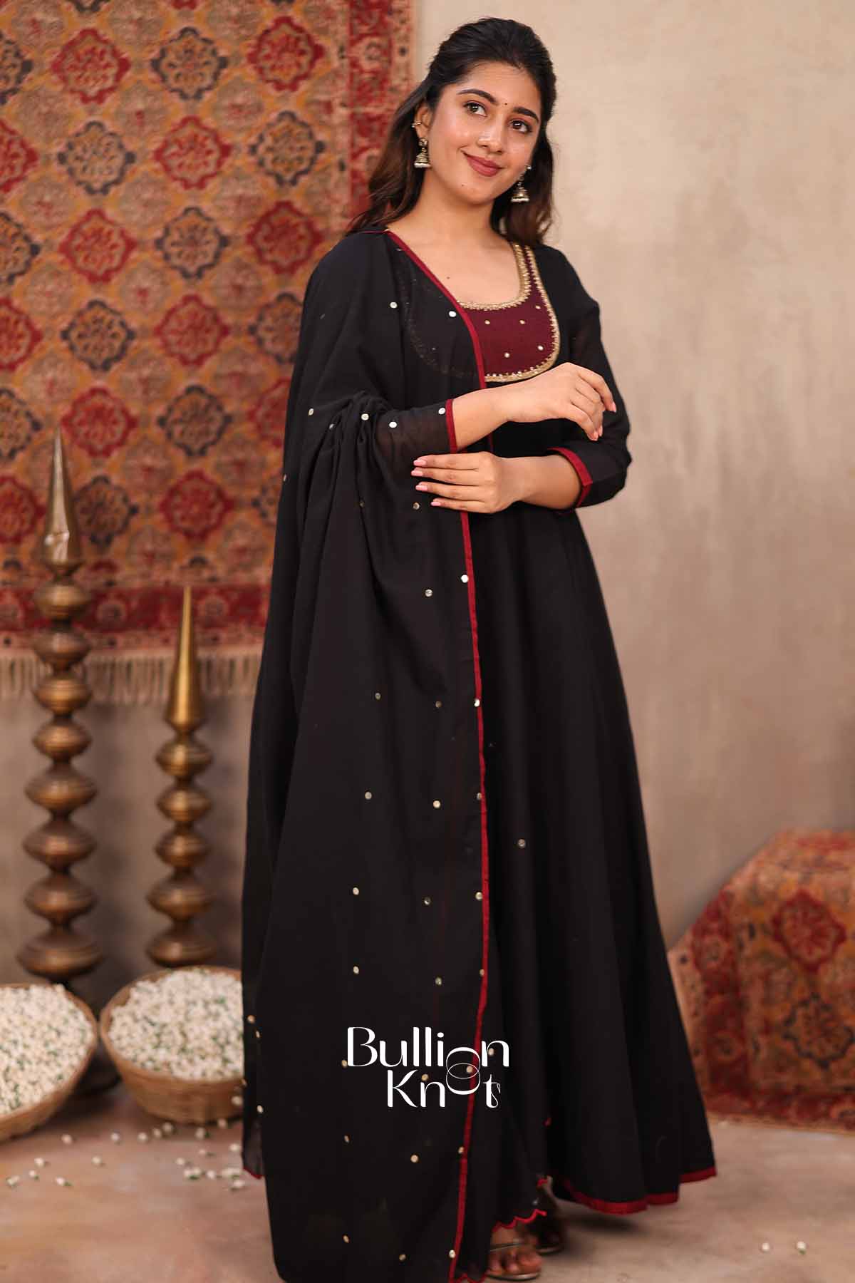 Kaayna | Black Handloom Anarkali Suit Set for Women | Designer Party Wear Suit Set