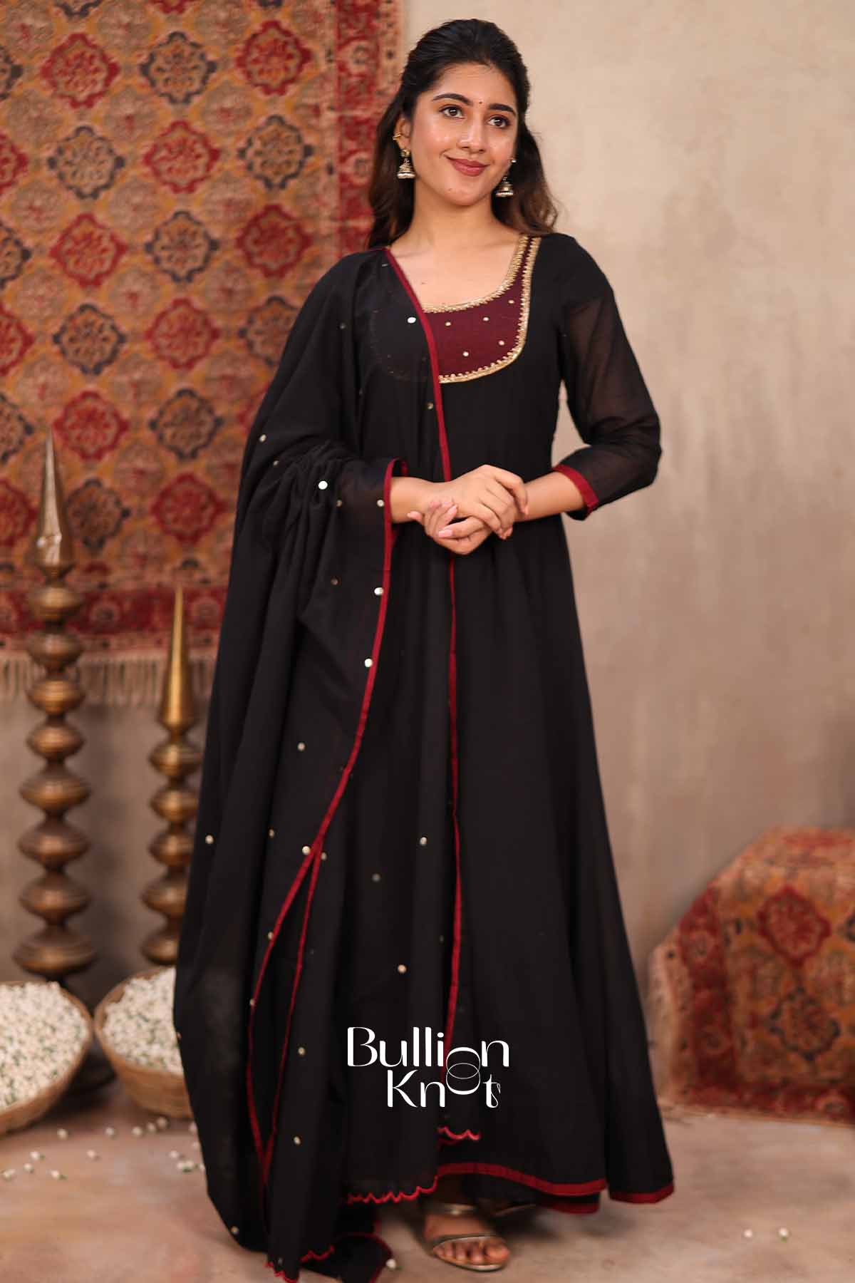 Exclusive Handloom Dress - Kaayna | Black Handloom Anarkali Suit Set for Women Exclusive Handloom Dress - Kaayna | Black Handloom Anarkali Suit Set for Women