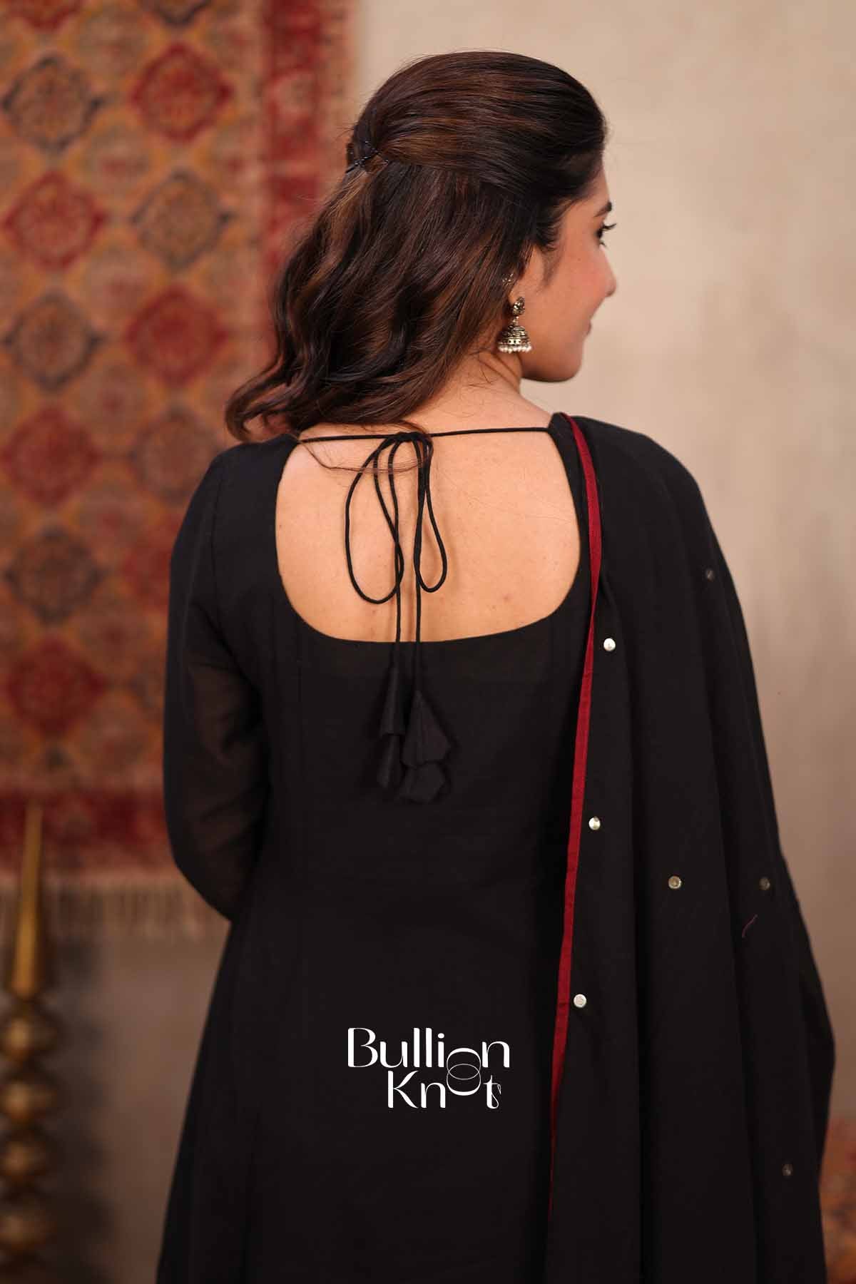 Kaayna | Black Handloom Anarkali Suit Set for Women | Designer Party Wear Suit Set
