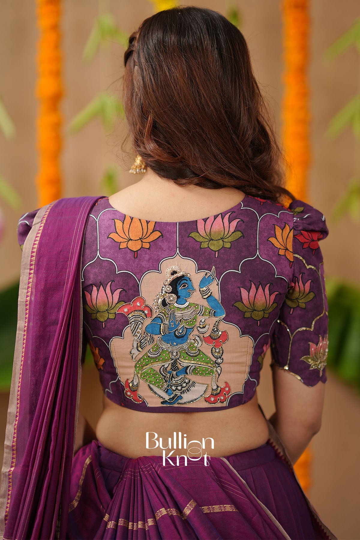 Purple traditional outfit with intricate design, Blouse