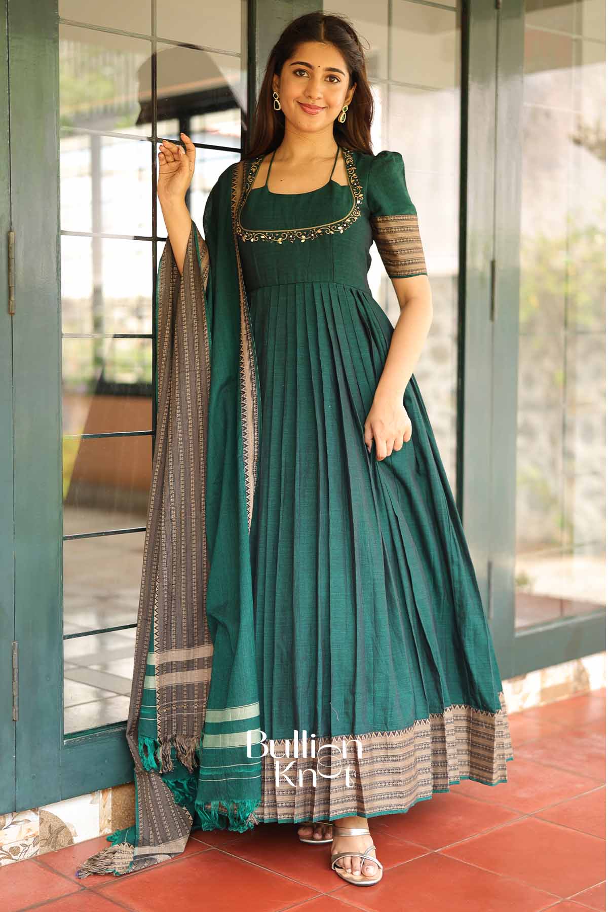 emerald green anarkali dress Hunter Green Anarkali Dress style Suit – poshpari