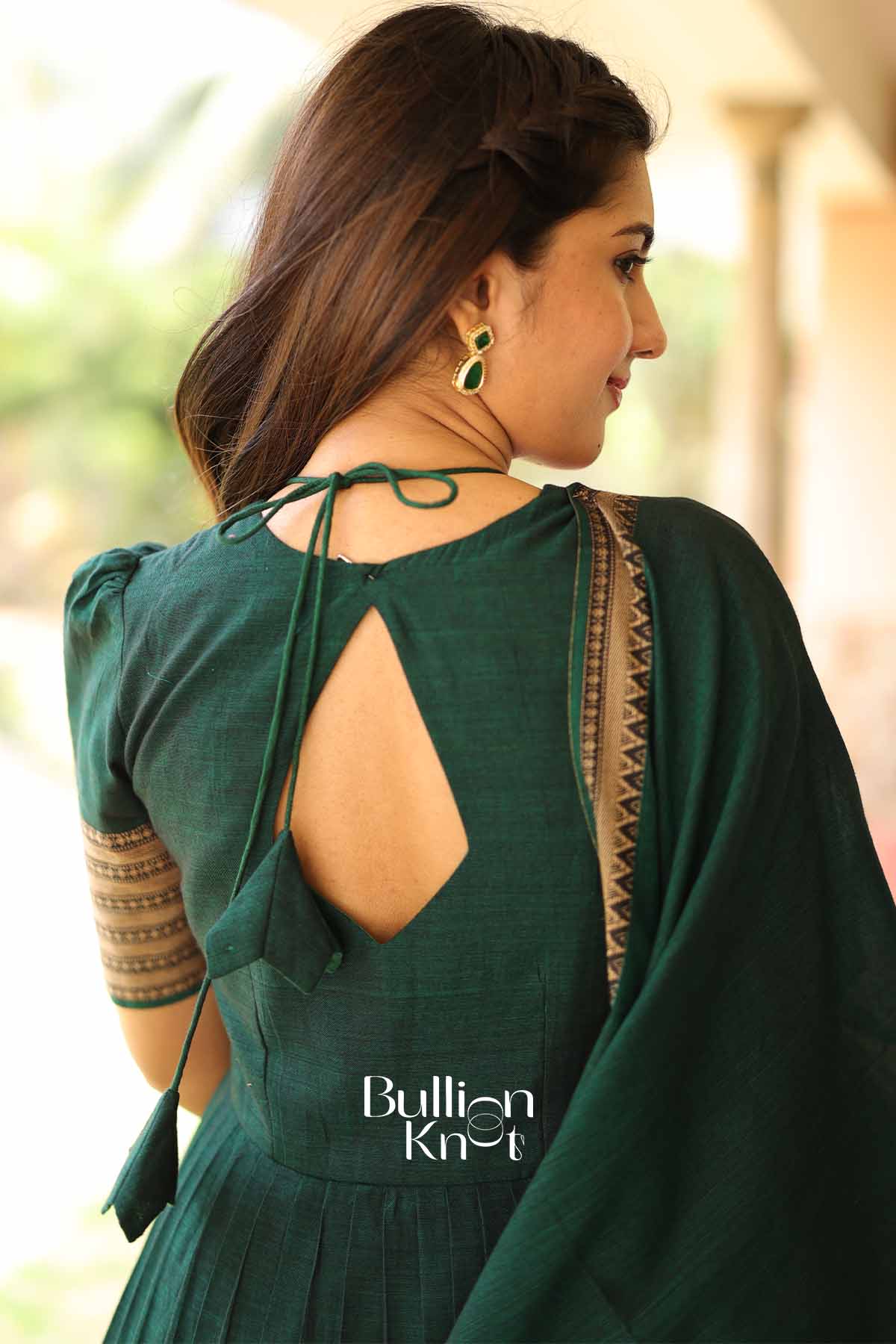 Khushi Emerald Green Handloom Anarkali Kurta Set