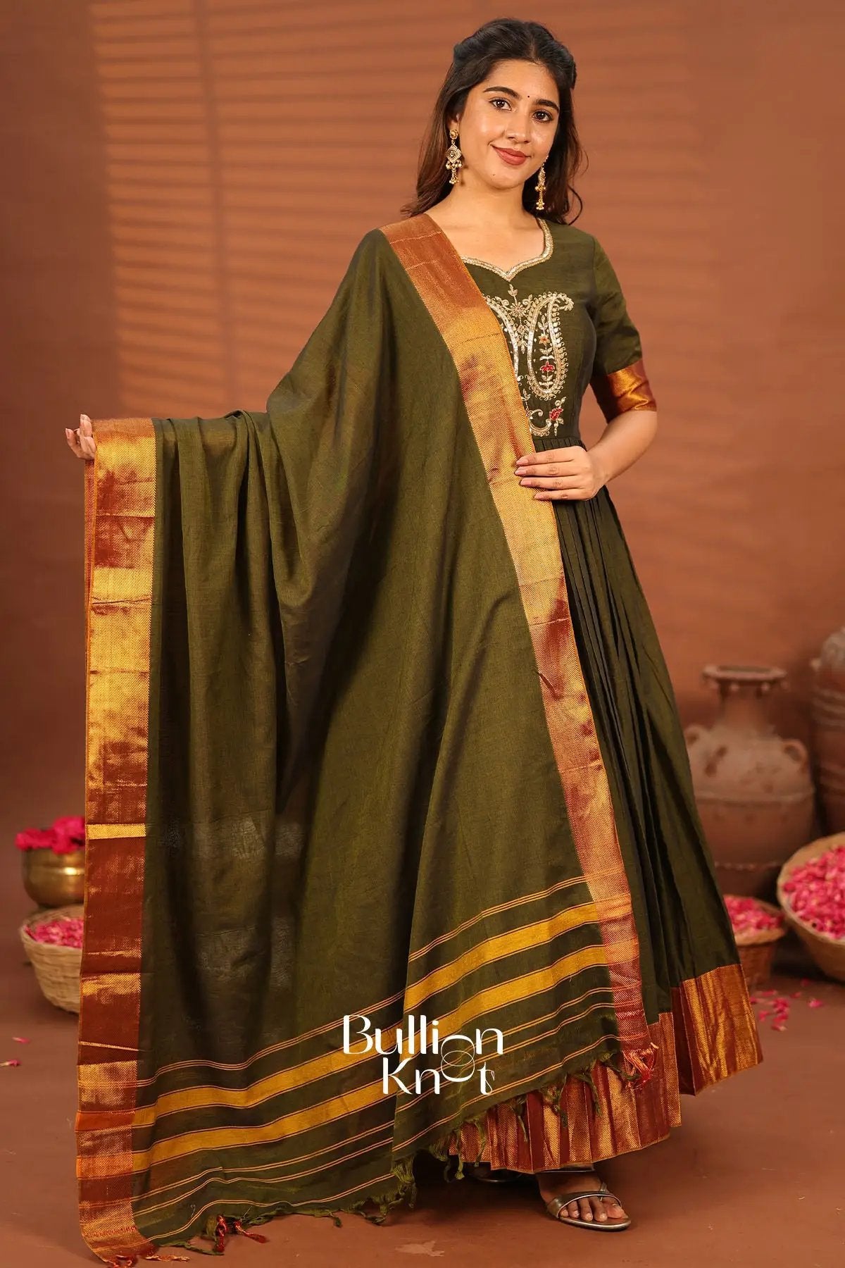 Shravani Green Anarkali Gown Set