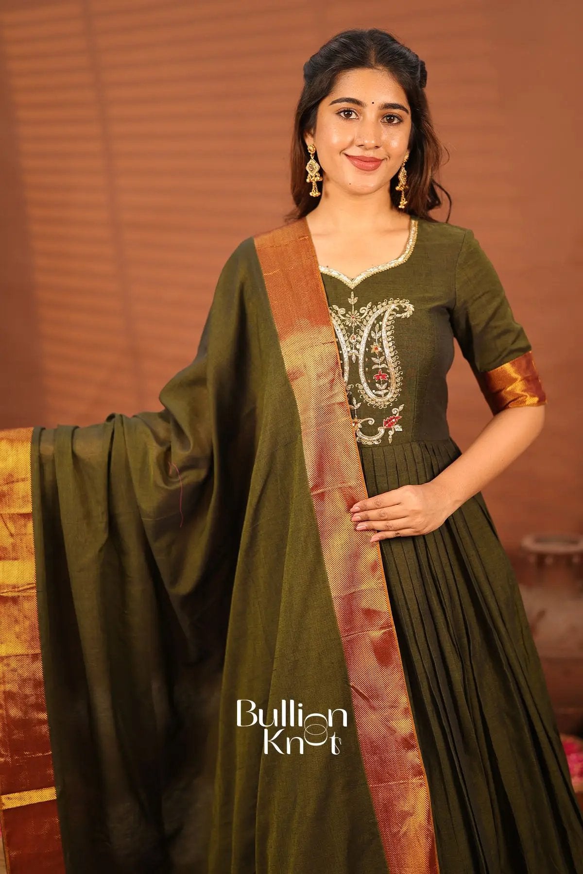 Shravani Green Anarkali Gown Set