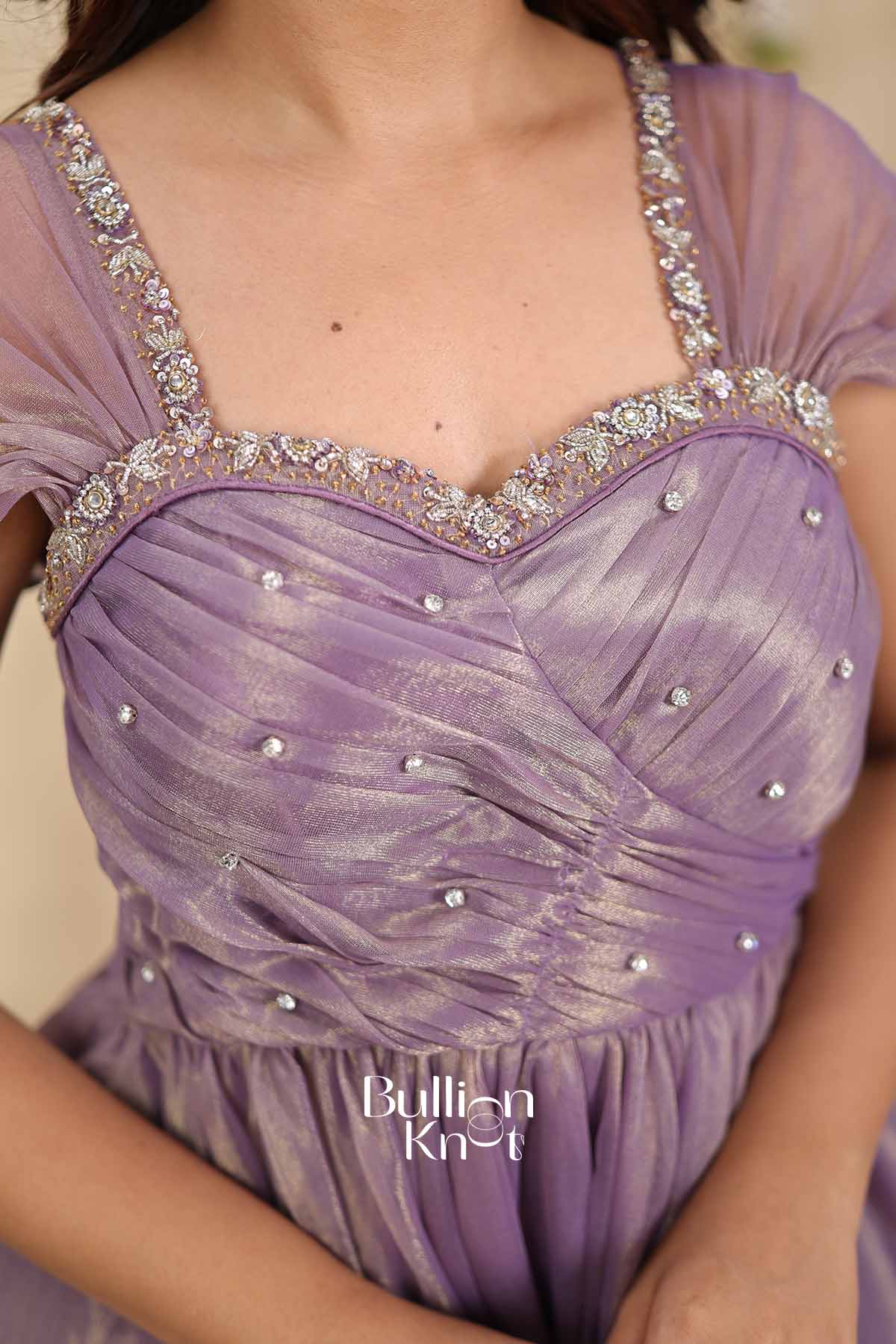 Moonlight | Lavender Layered Umbrella Maxi Dress for Women | Festive Ethnic Wear Maxi Dress
