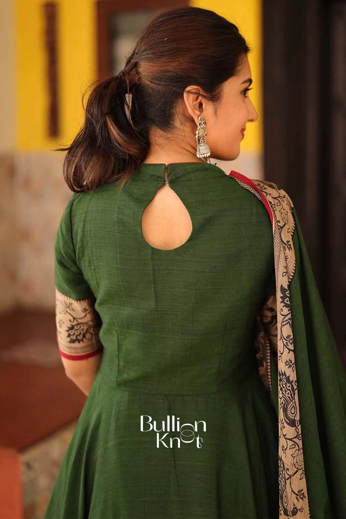 Mandakini Green handloom Anarkali Kurta set