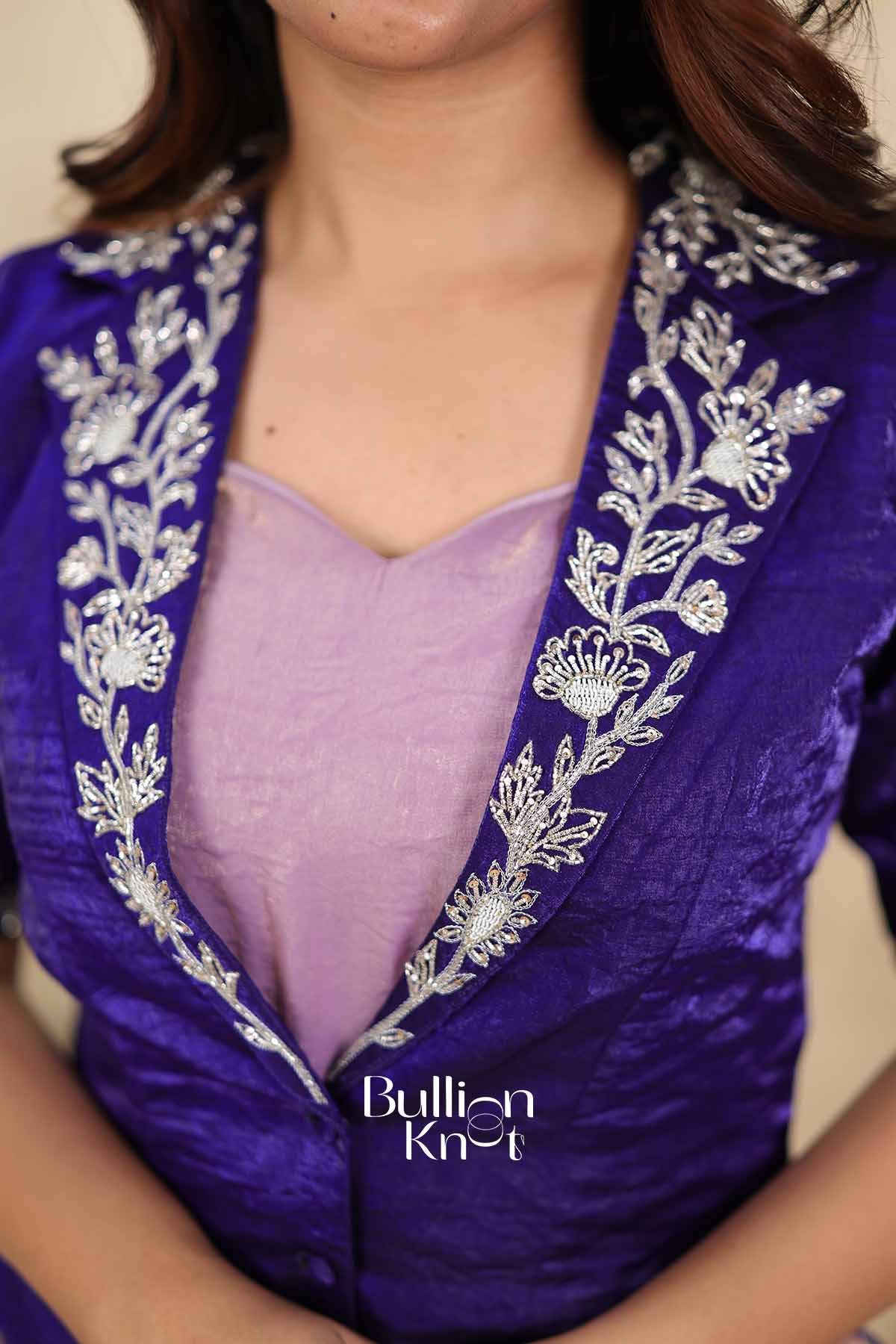 Orchid | Blue Indo-Western Jacket Set for Women | Festive Ethnic Wear Indo-Western Ensemble