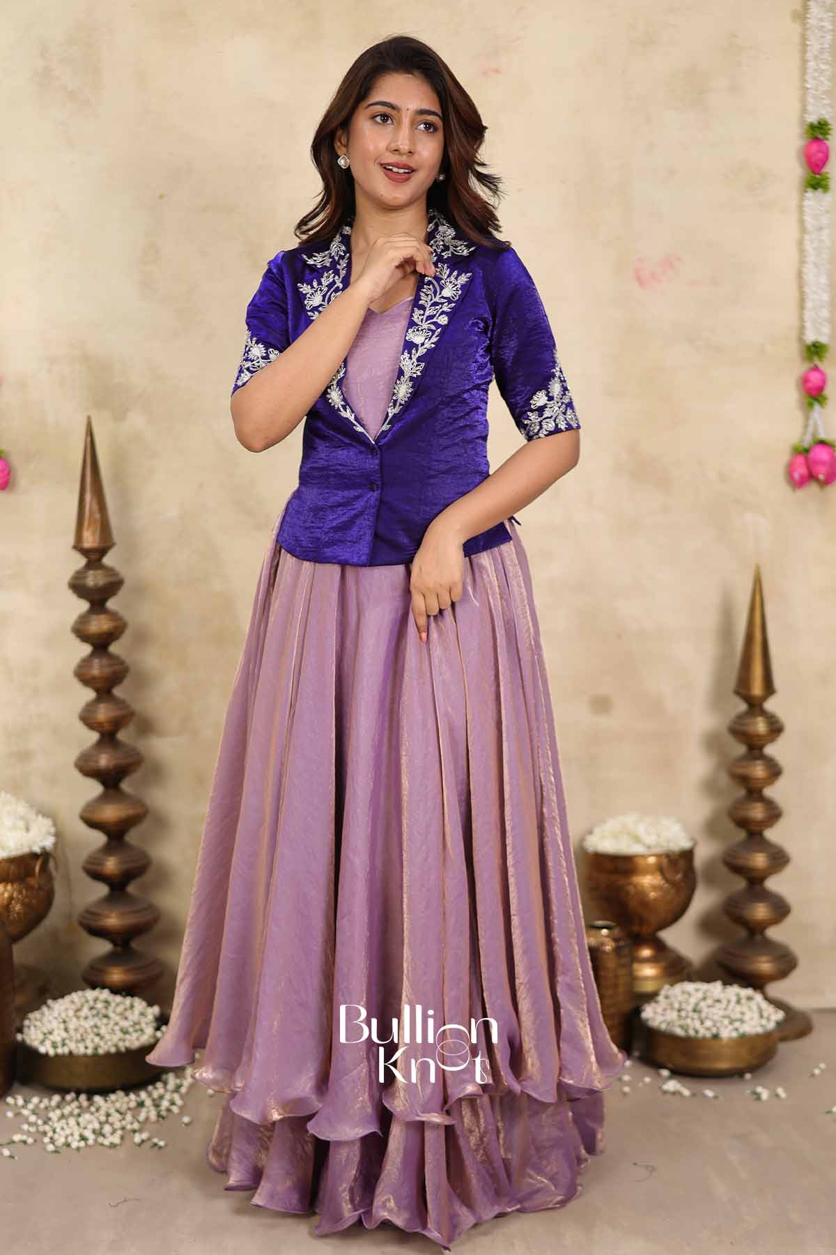 Orchid | Blue Indo-Western Jacket Set for Women | Festive Ethnic Wear Indo-Western Ensemble
