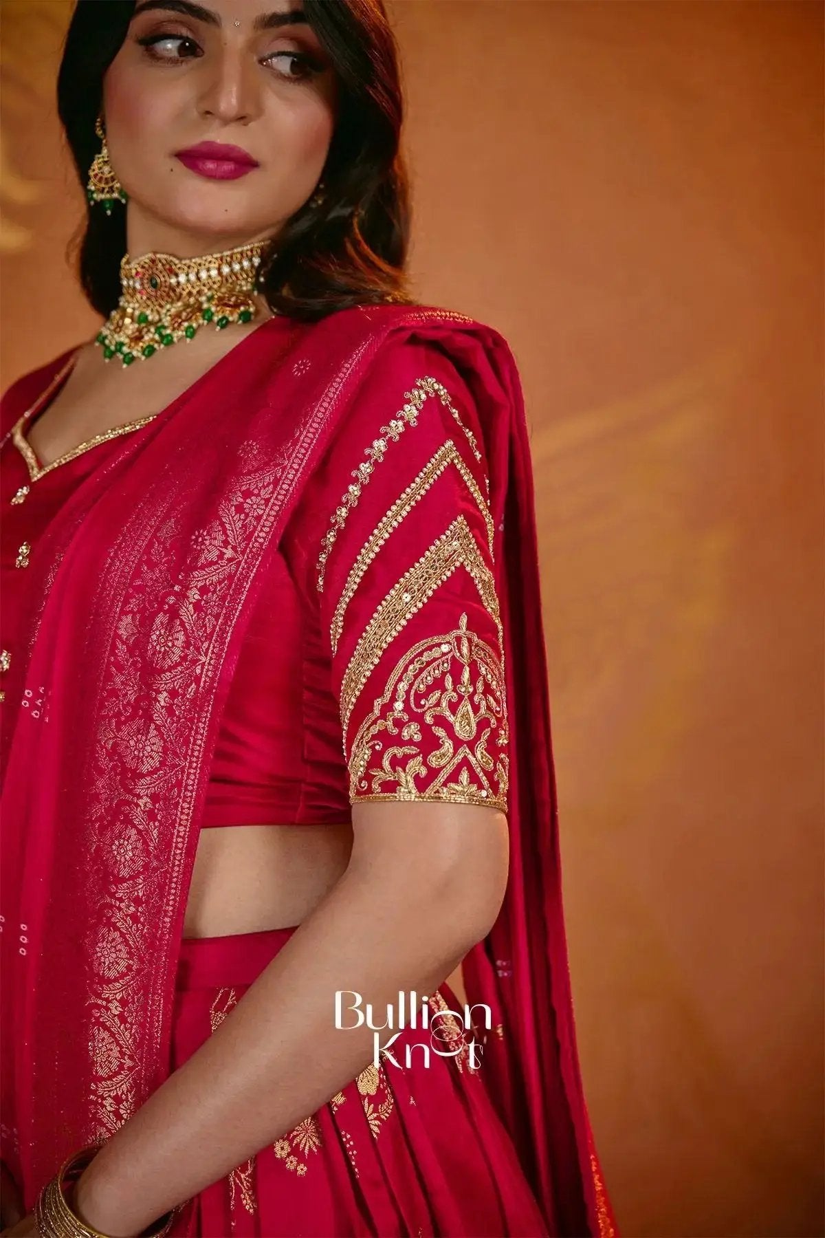 Prathana ruby Pink Viscose Russian Dola Lehenga Set