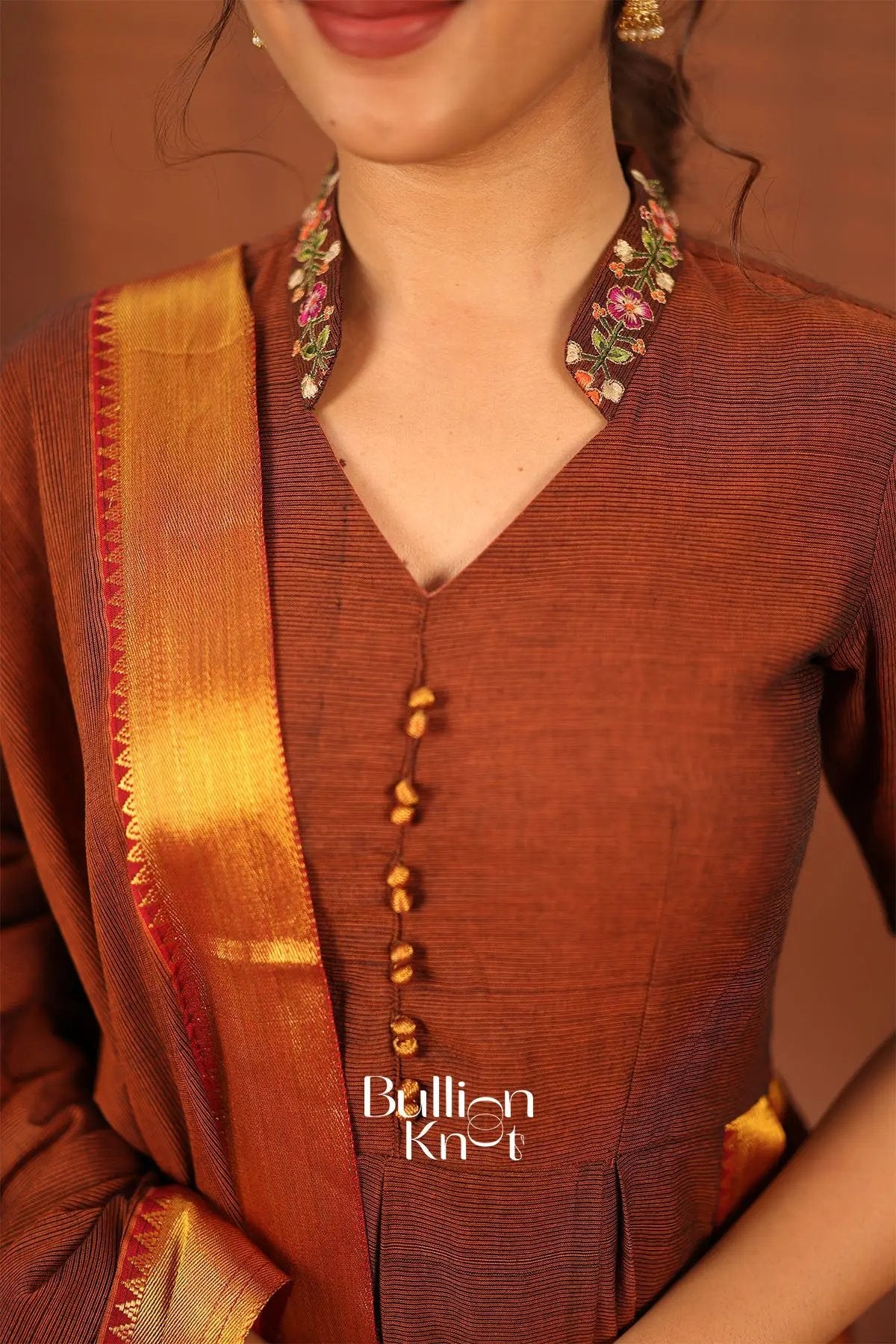 Rutuja Brown Handloom Kurta Set
